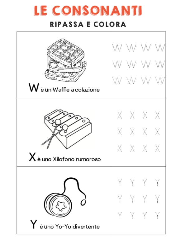 Tutte Le Consonanti W X Y Schede Didattiche