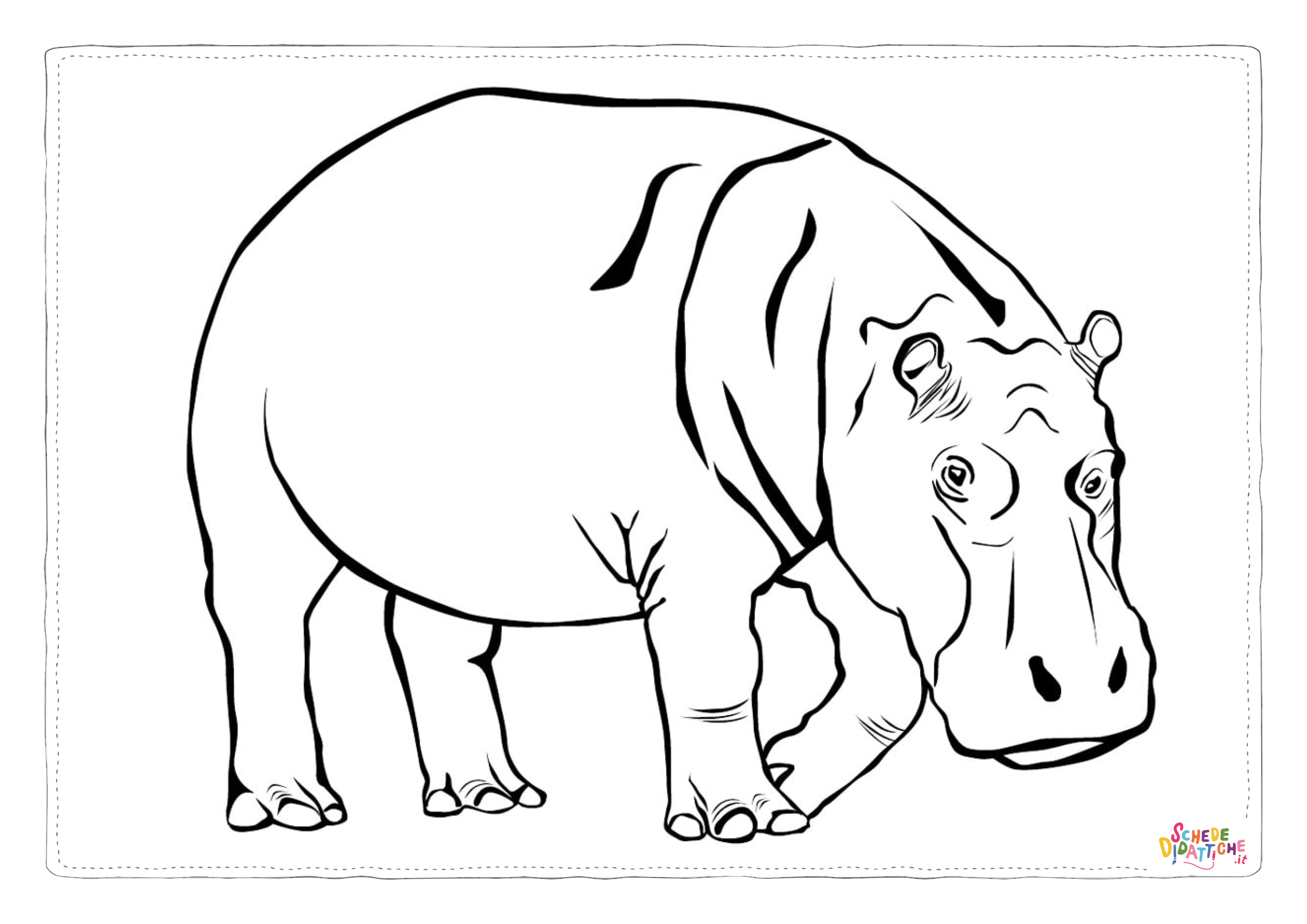 Disegno "Disegno di ippopotamo da stampare e colorare 36" Disegno di ippopotamo da stampare e colorare 36