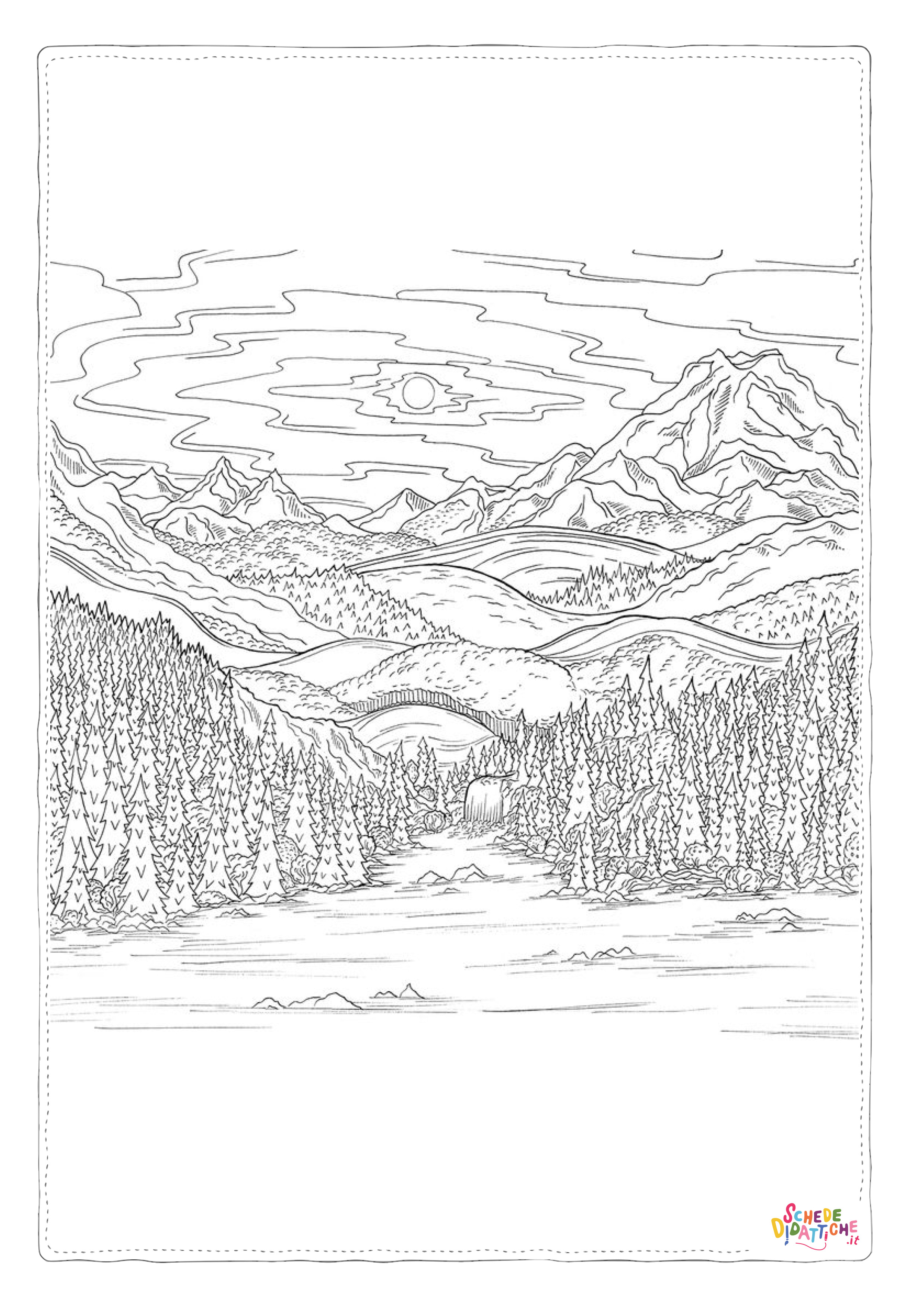 Disegno di paesaggio da stampare e colorare 63