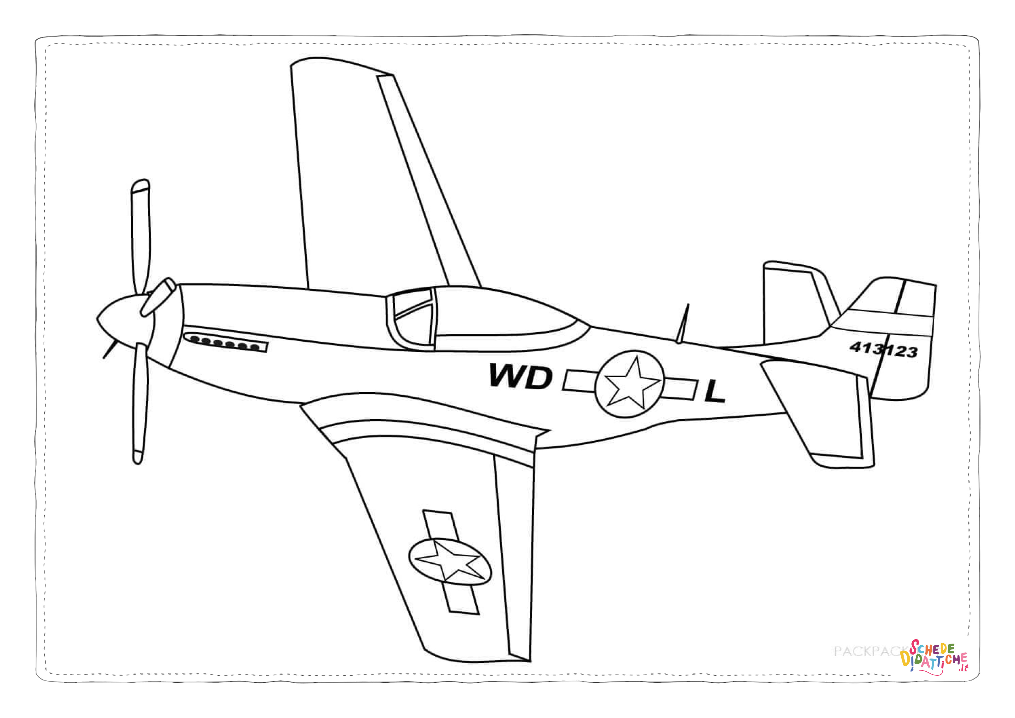 Disegno "Disegno di aereo militare da stampare e colorare 64" Disegno di aereo militare da stampare e colorare 64