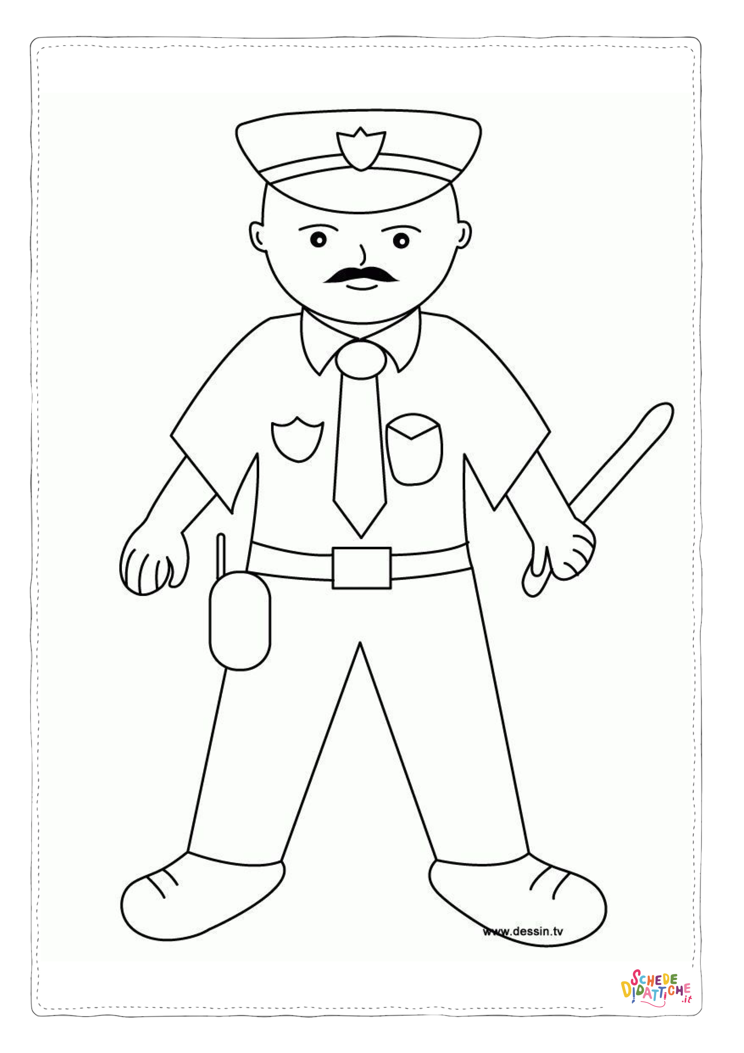 Disegno "Disegno di poliziotto da stampare e colorare" Disegno di poliziotto da stampare e colorare