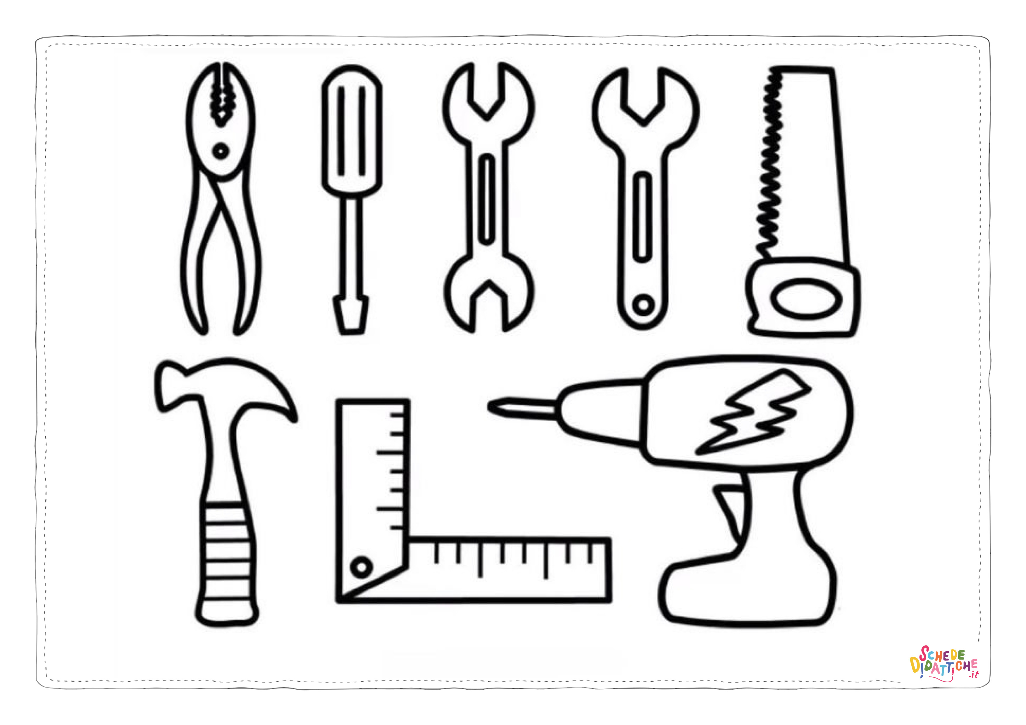 Disegno di utensile da lavoro da stampare e colorare 19