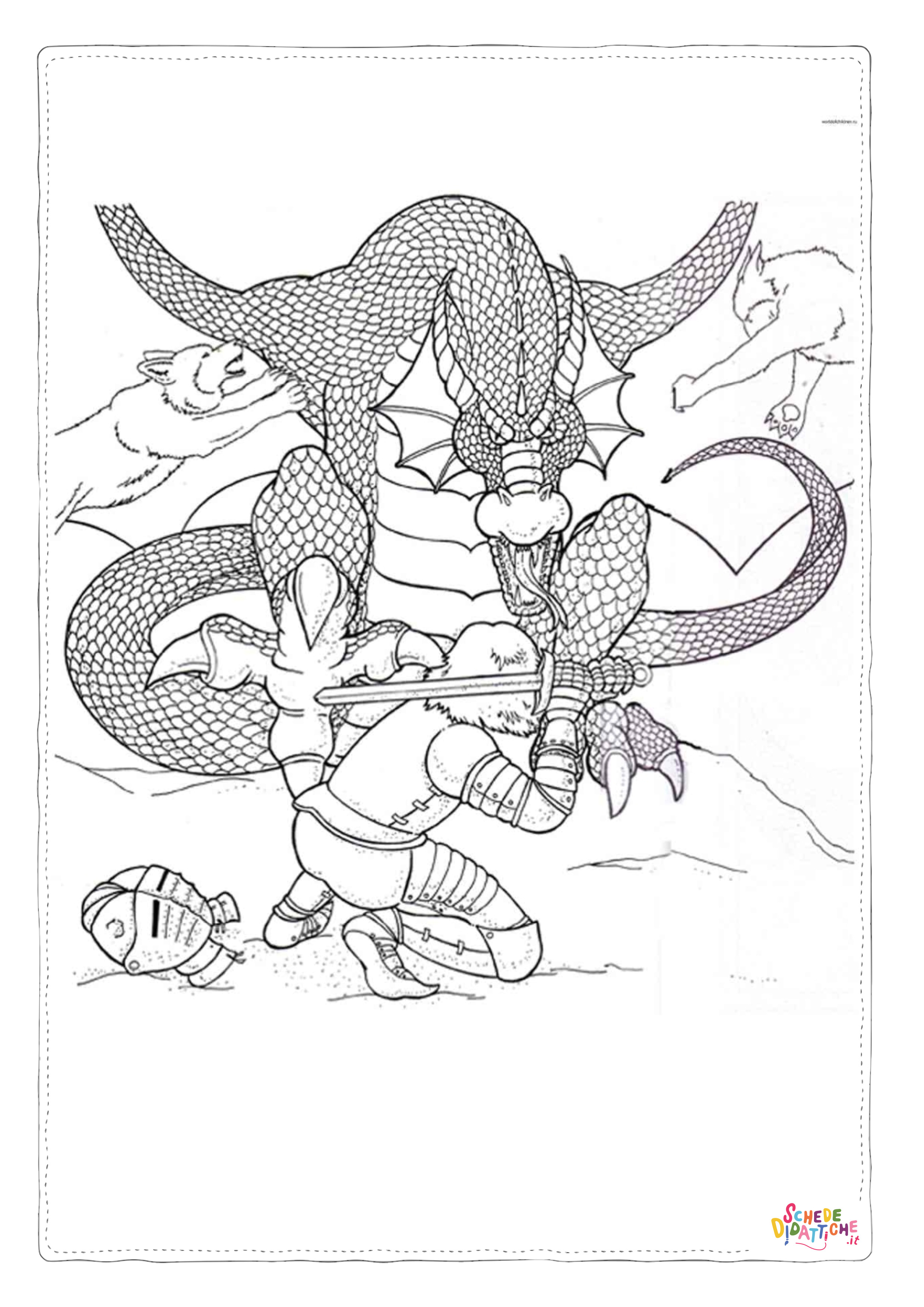 Disegno "Disegno di dragone da stampare e colorare 195" Disegno di dragone da stampare e colorare 195