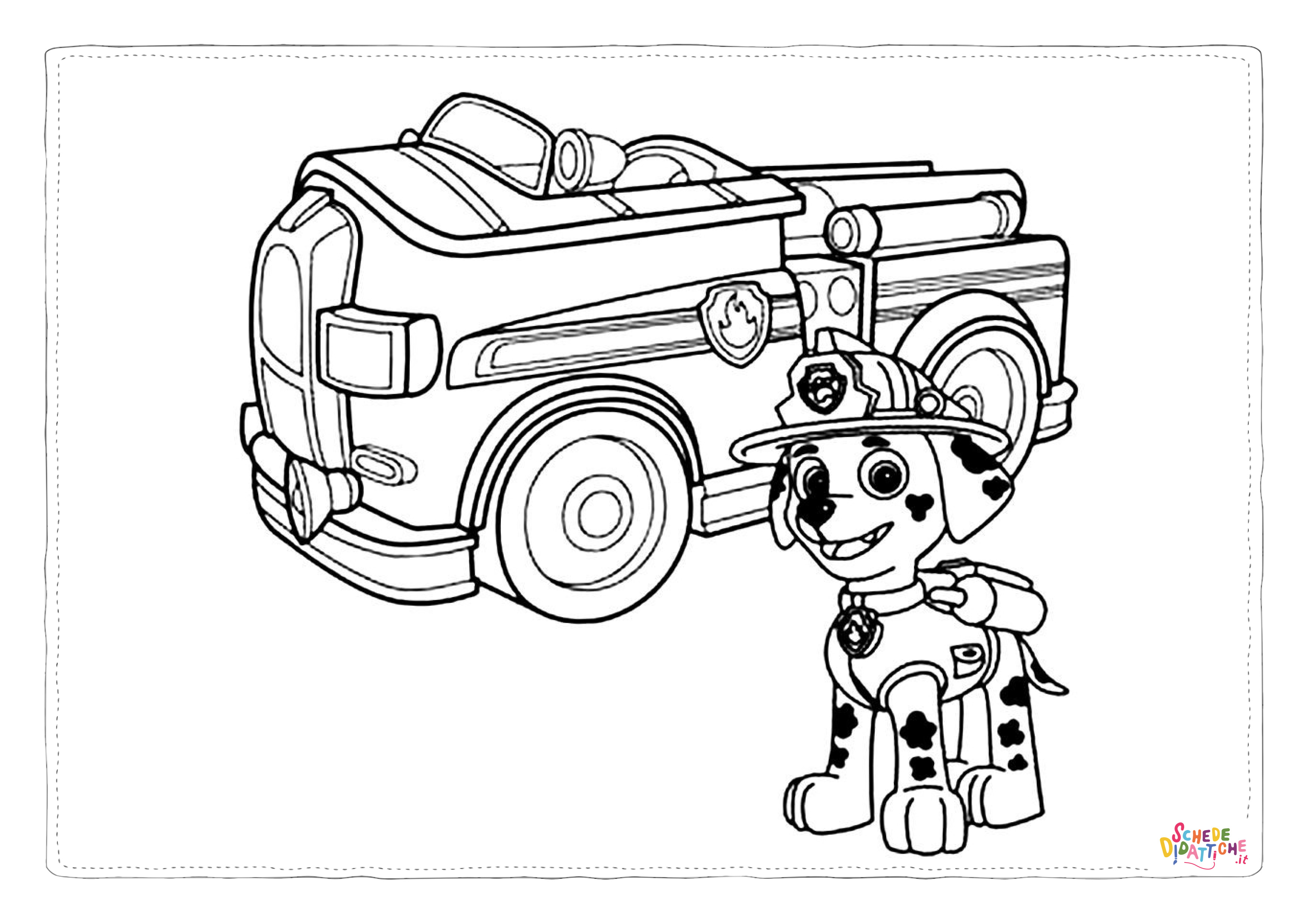 Disegno "Disegno di Paw Patrol - Cane pompiere da stampare e colorare 1" Disegno di Paw Patrol - Cane pompiere da stampare e colorare 1