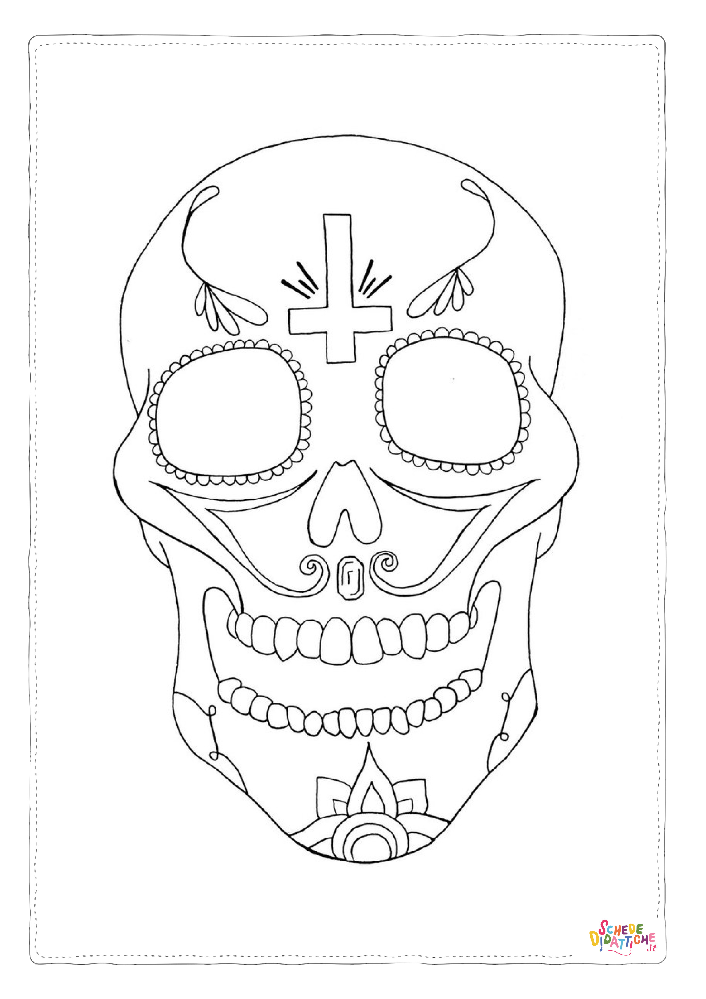 Disegno "Disegno di teschio e scheletro da stampare e colorare 32" Disegno di teschio e scheletro da stampare e colorare 32