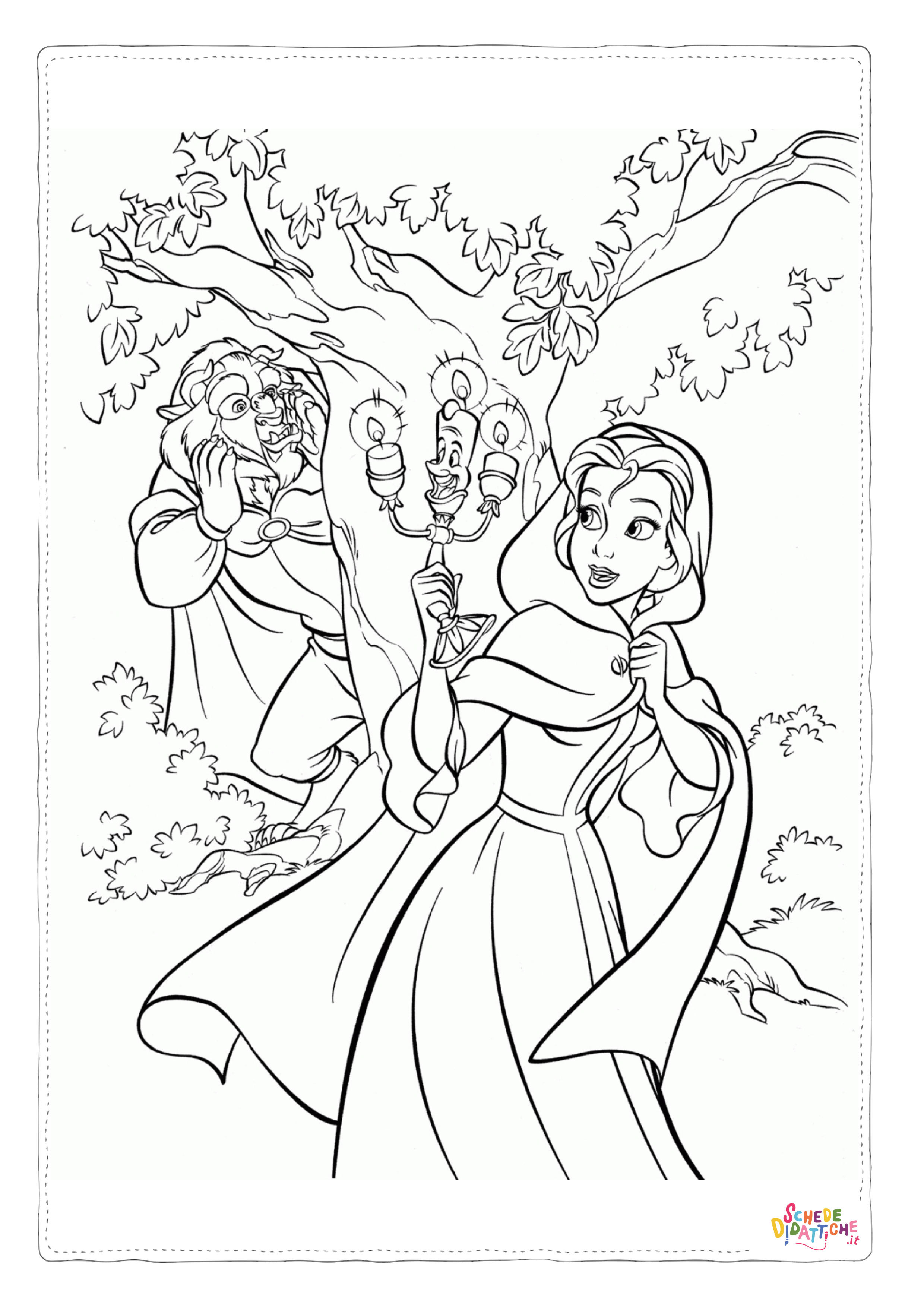 Disegno "Disegno di La Bella e la Bestia da stampare e colorare 17" Disegno di La Bella e la Bestia da stampare e colorare 17