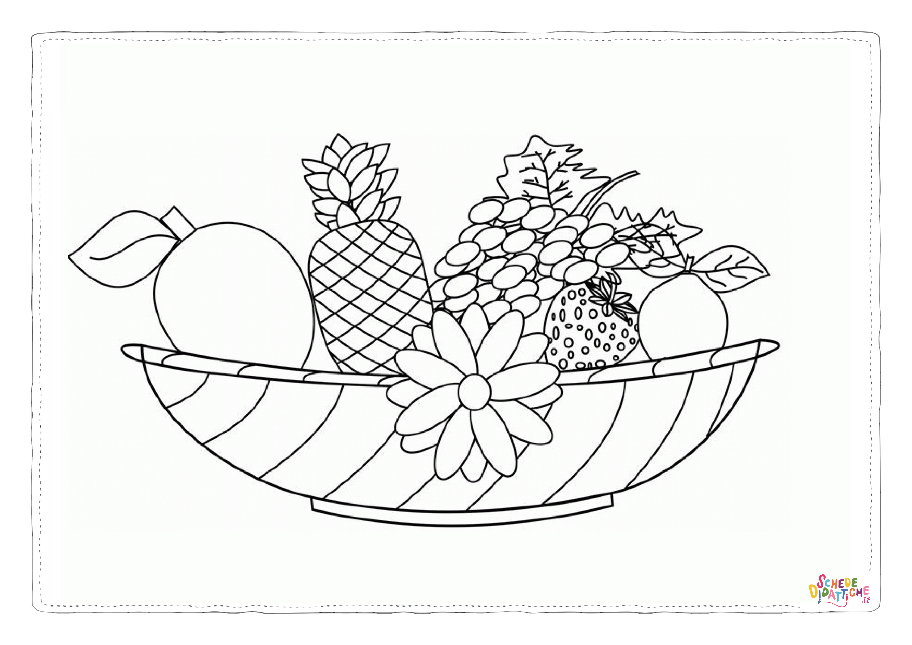 Disegno di cesto di frutta da stampare e colorare 16