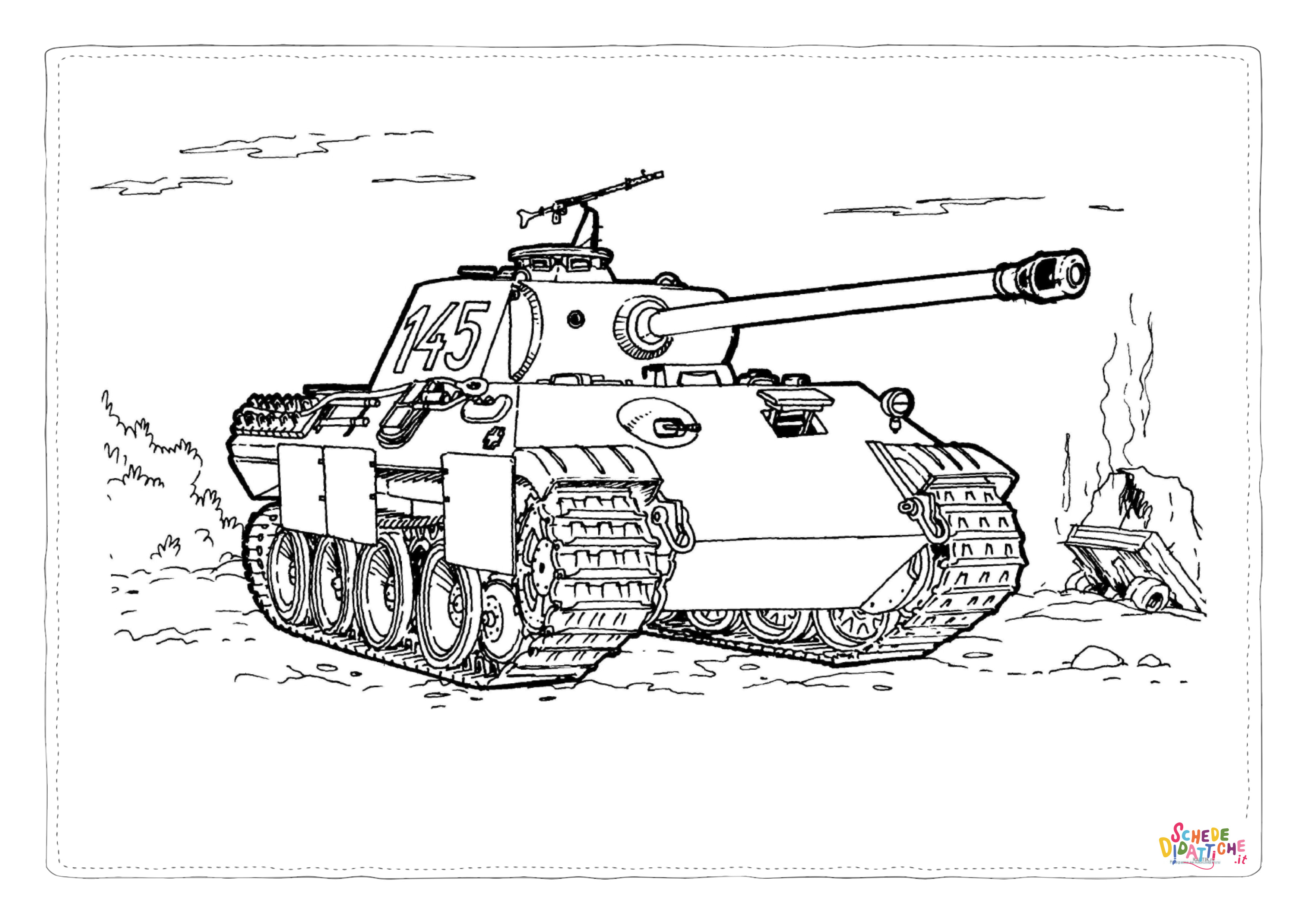 Disegno di carro armato da stampare e colorare 40