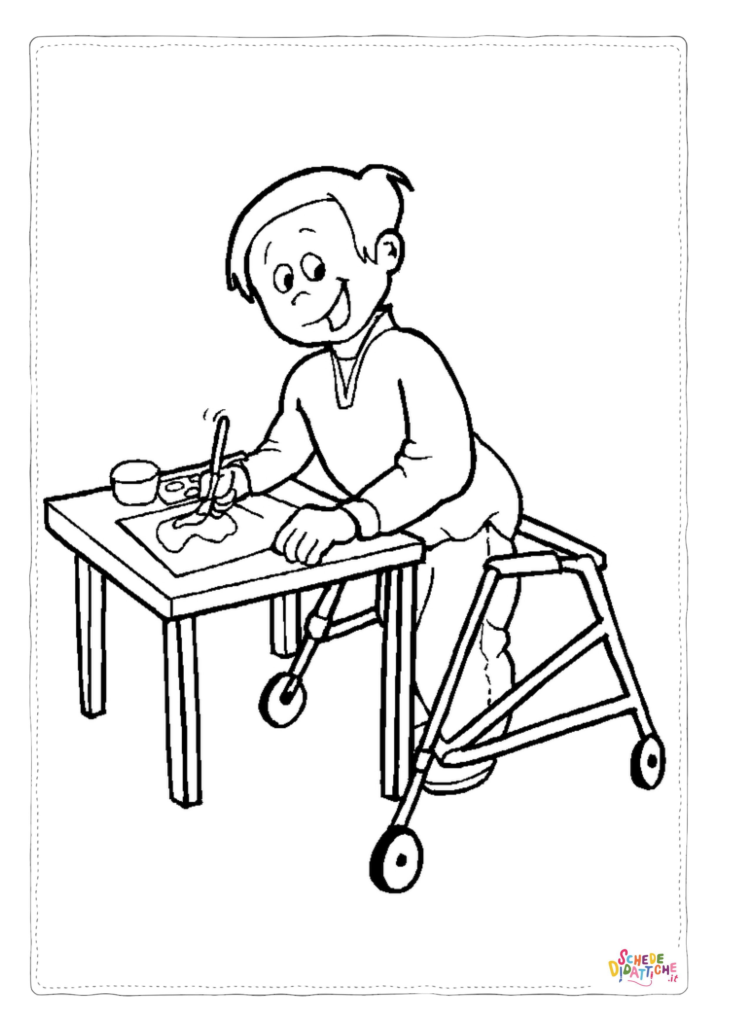 Disegno "Disegno di supporto per disabili da stampare e colorare 2" Disegno di supporto per disabili da stampare e colorare 2