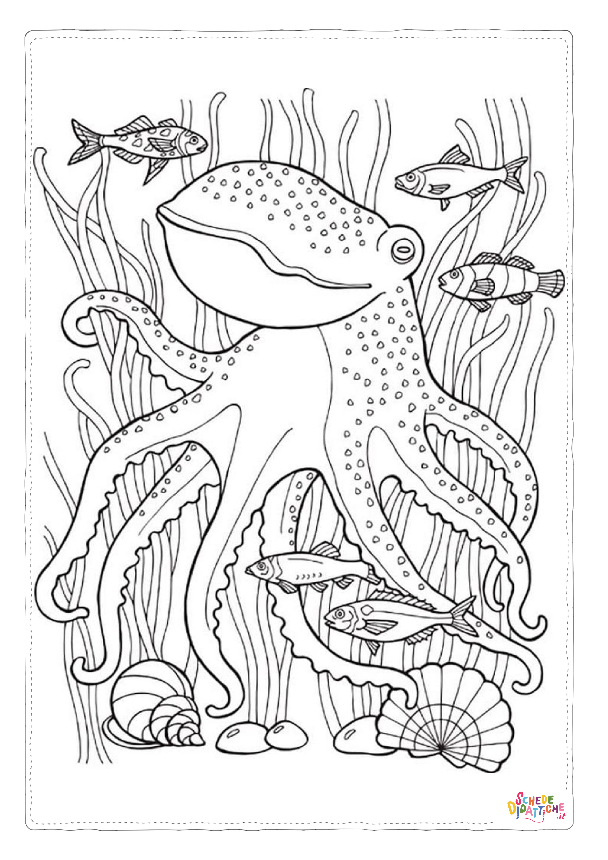 Disegno "Disegno di polpo da stampare e colorare 3" Disegno di polpo da stampare e colorare 3