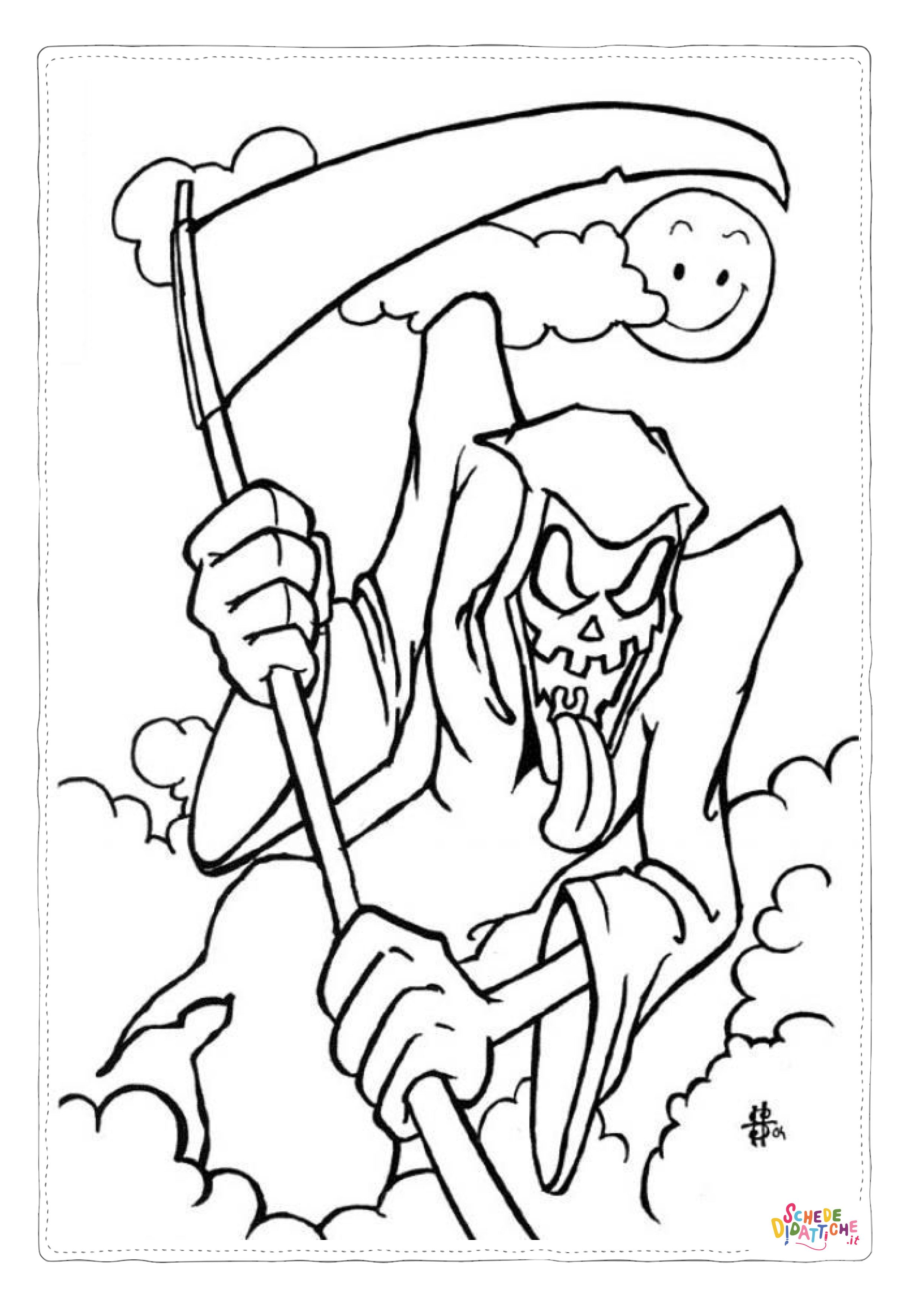 Disegno "Disegno di teschio e scheletro da stampare e colorare 3" Disegno di teschio e scheletro da stampare e colorare 3