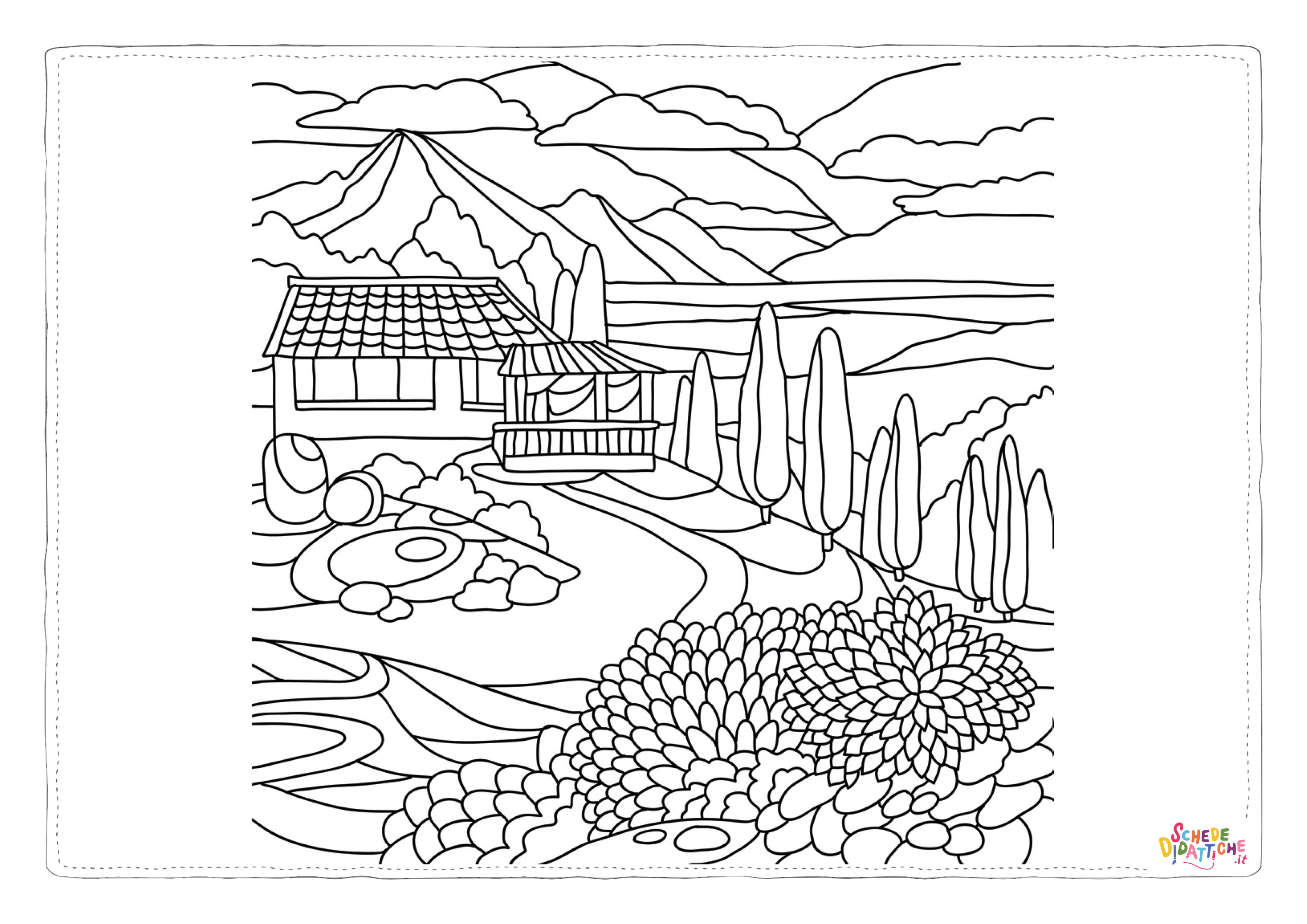 Disegno "Disegno di paesaggio da stampare e colorare 57" Disegno di paesaggio da stampare e colorare 57