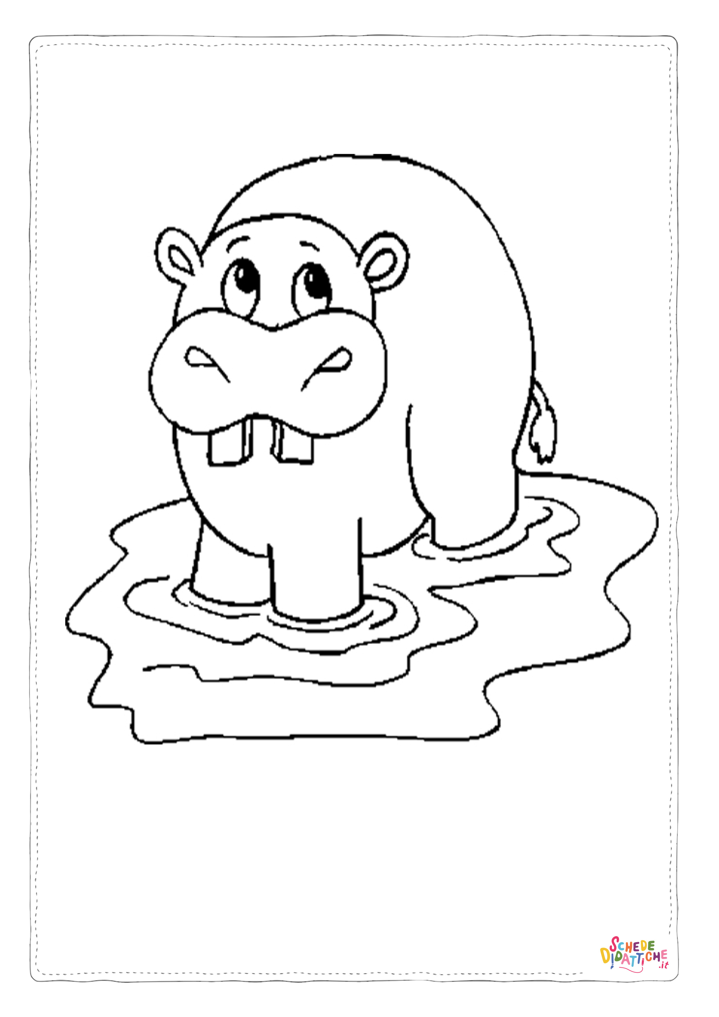 Disegno "Disegno di ippopotamo da stampare e colorare 6" Disegno di ippopotamo da stampare e colorare 6