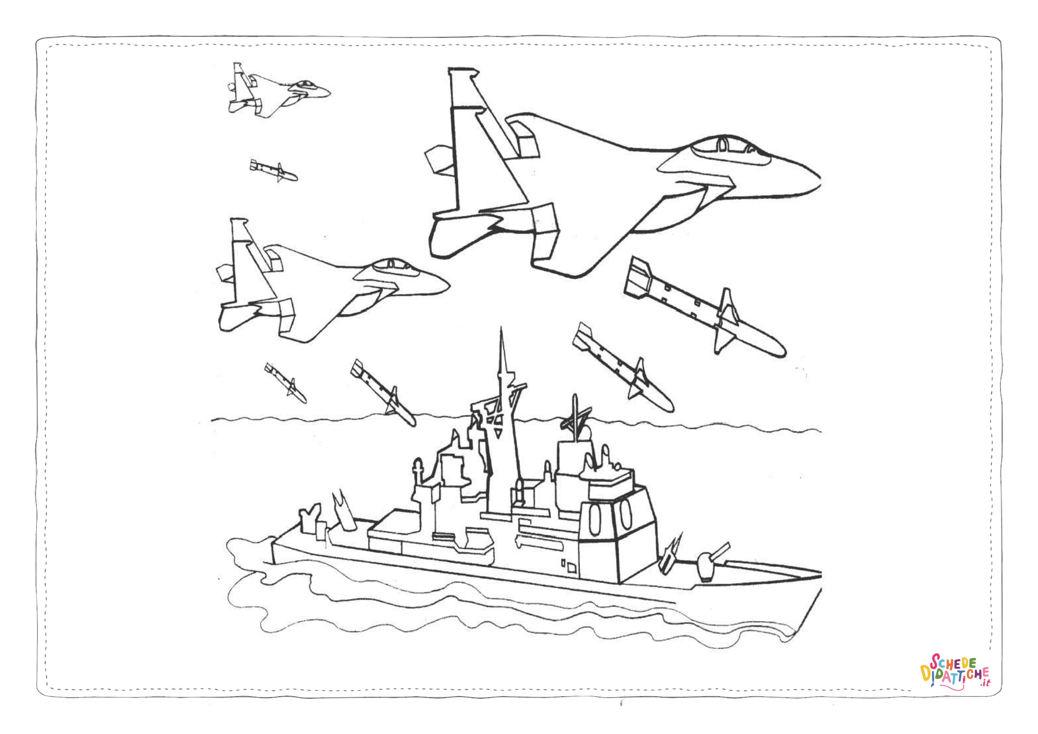 Disegno di nave militare da stampare e colorare 2