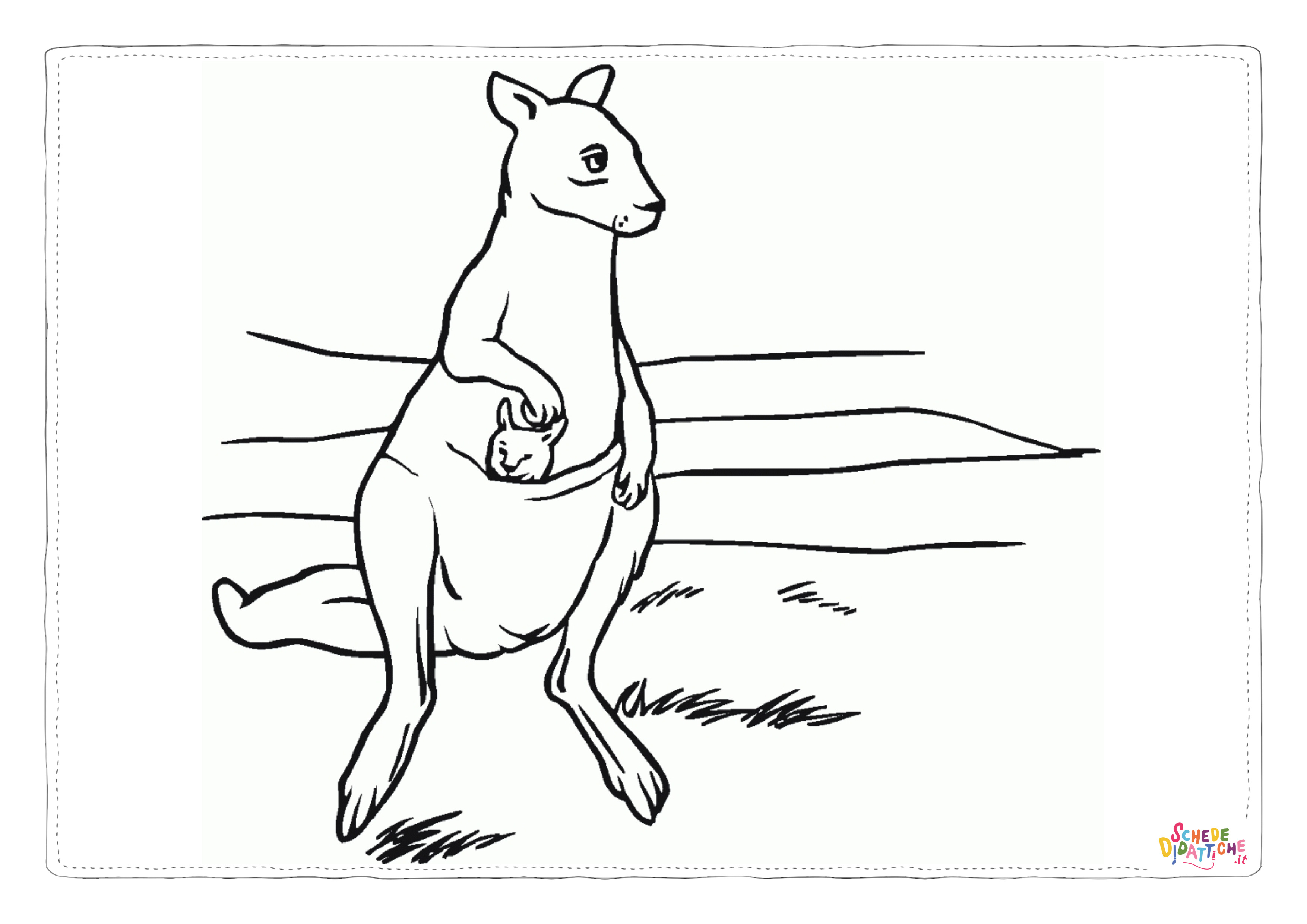 Disegno "Disegno di canguro da stampare e colorare 20" Disegno di canguro da stampare e colorare 20