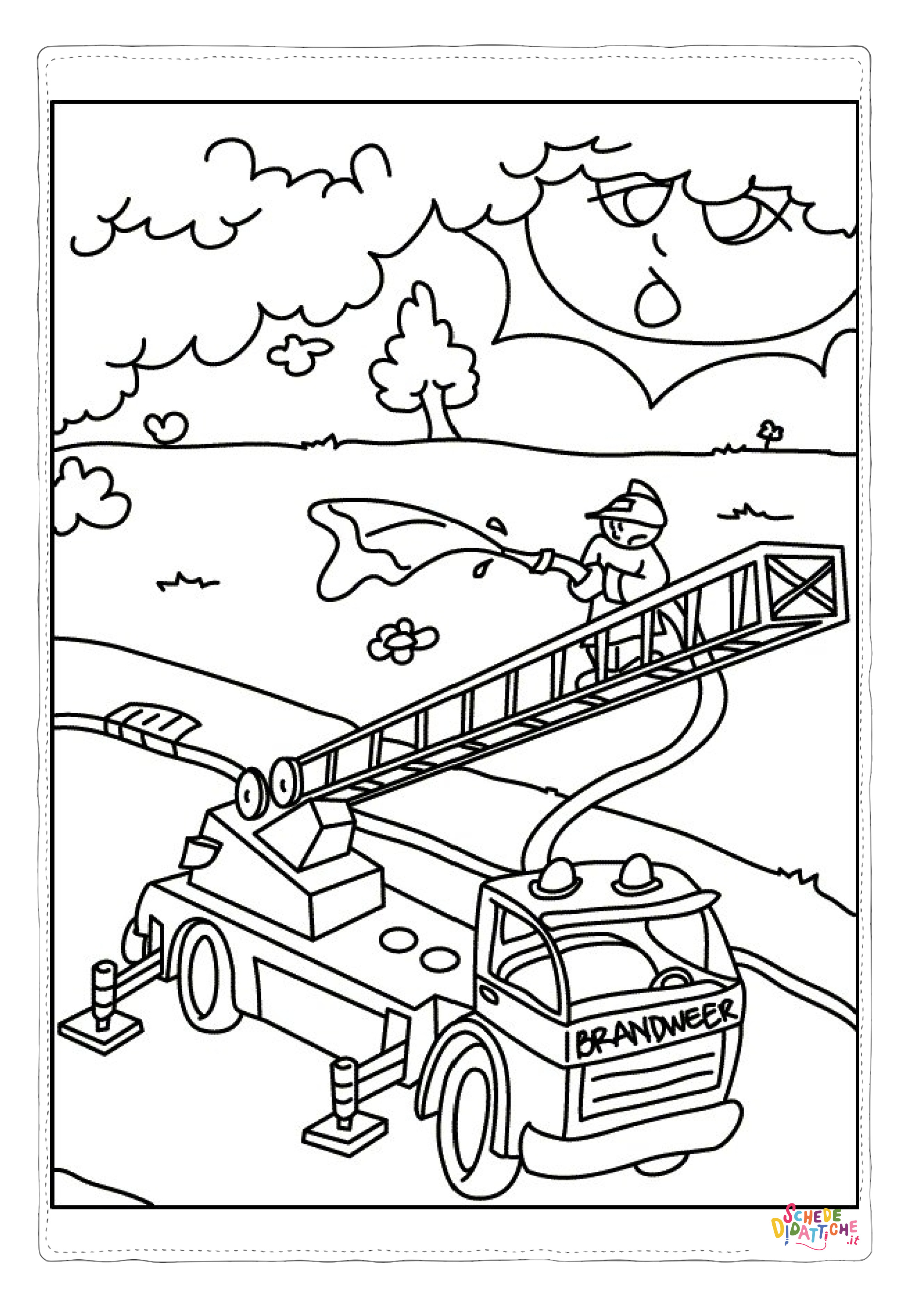 Disegno di camion dei pompieri da stampare e colorare 8
