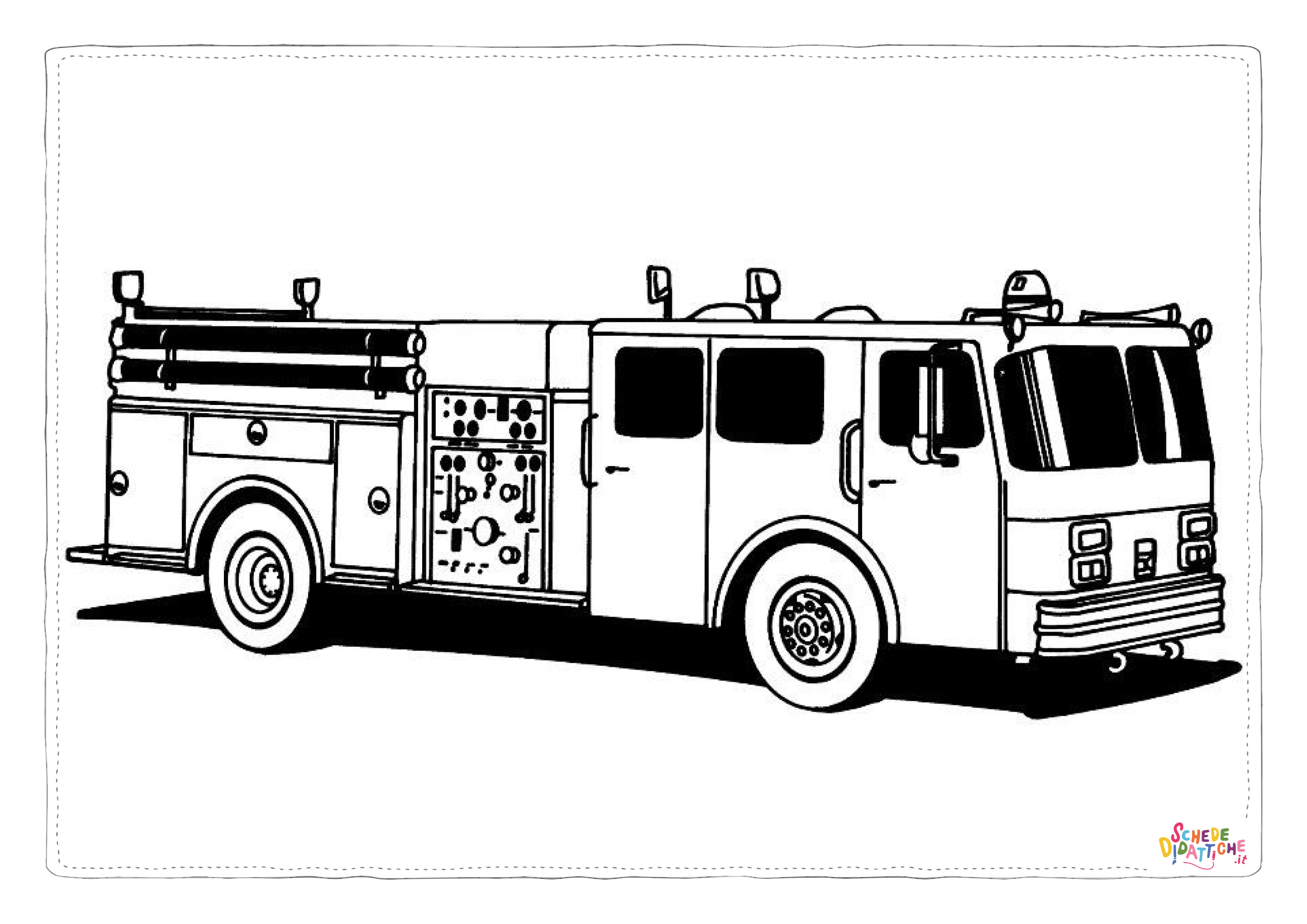 Disegno di camion dei pompieri da stampare e colorare 33