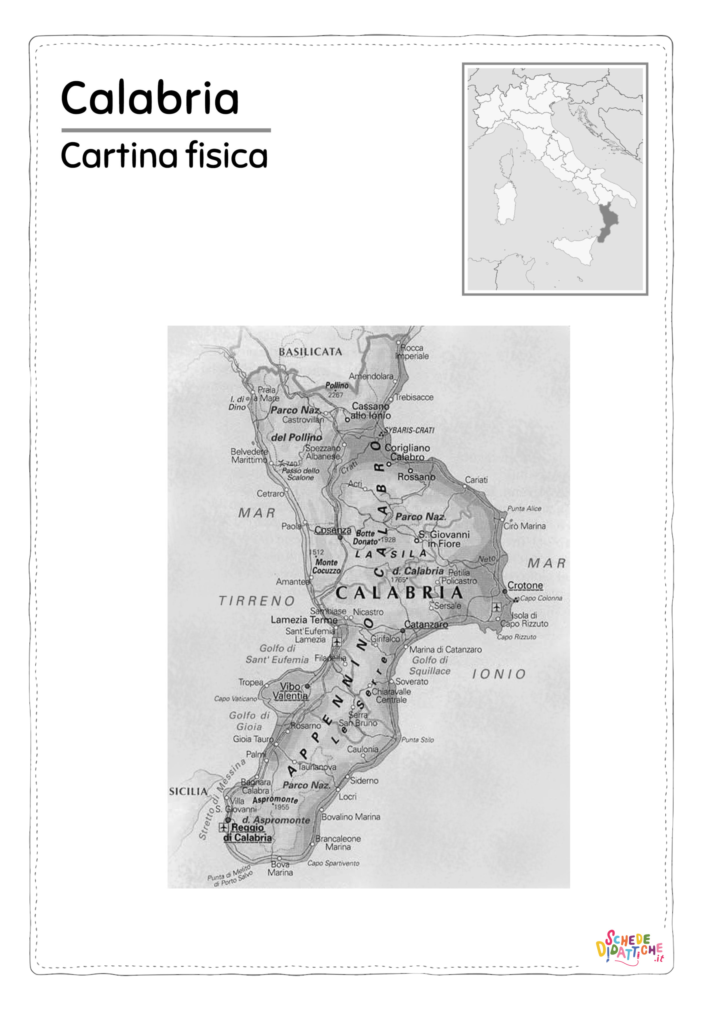 Cartina geografica Calabria