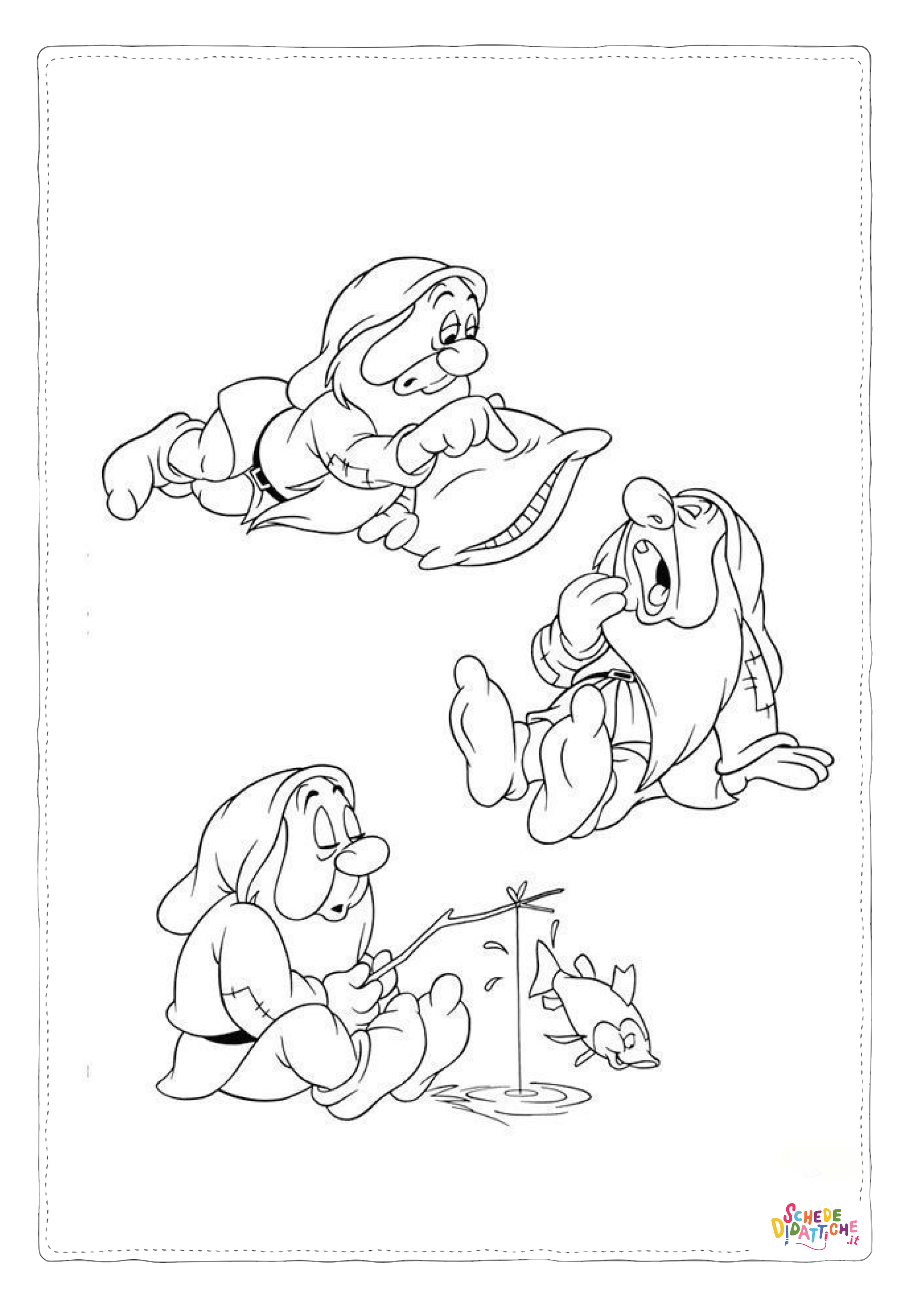 Disegno "Disegno di Biancaneve e i sette nani da stampare e colorare 102" Disegno di Biancaneve e i sette nani da stampare e colorare 102