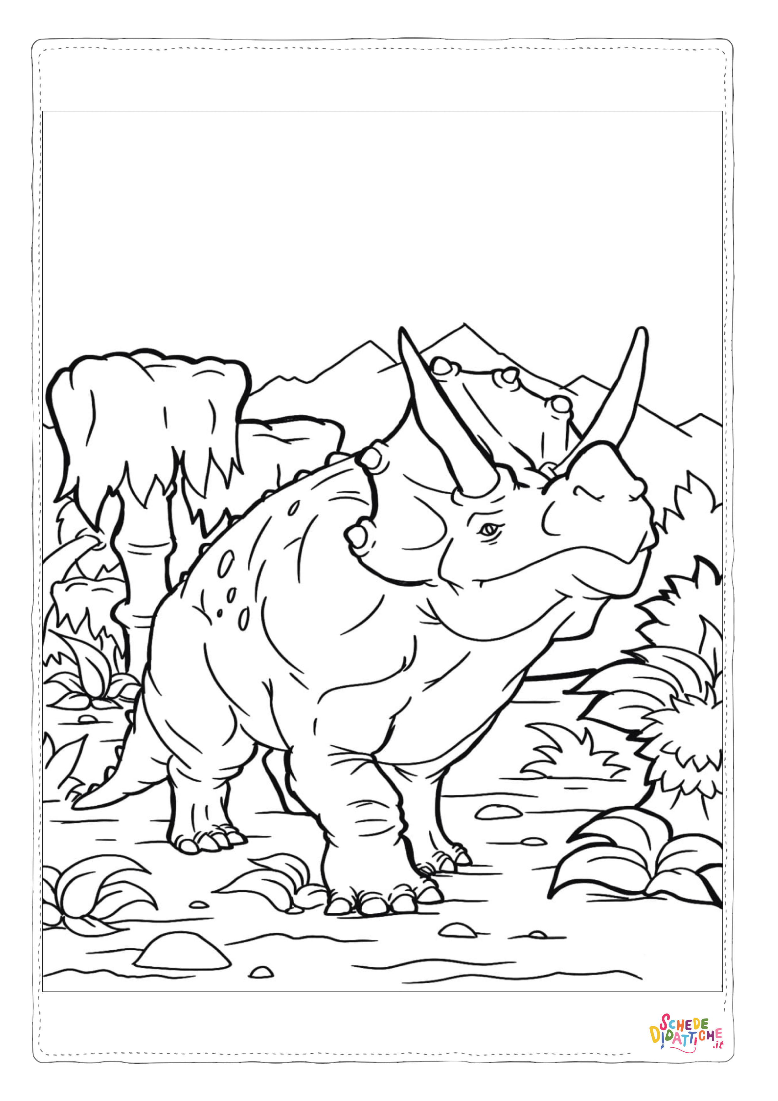 Disegno "Disegno di Triceratopo da stampare e colorare 45" Disegno di Triceratopo da stampare e colorare 45
