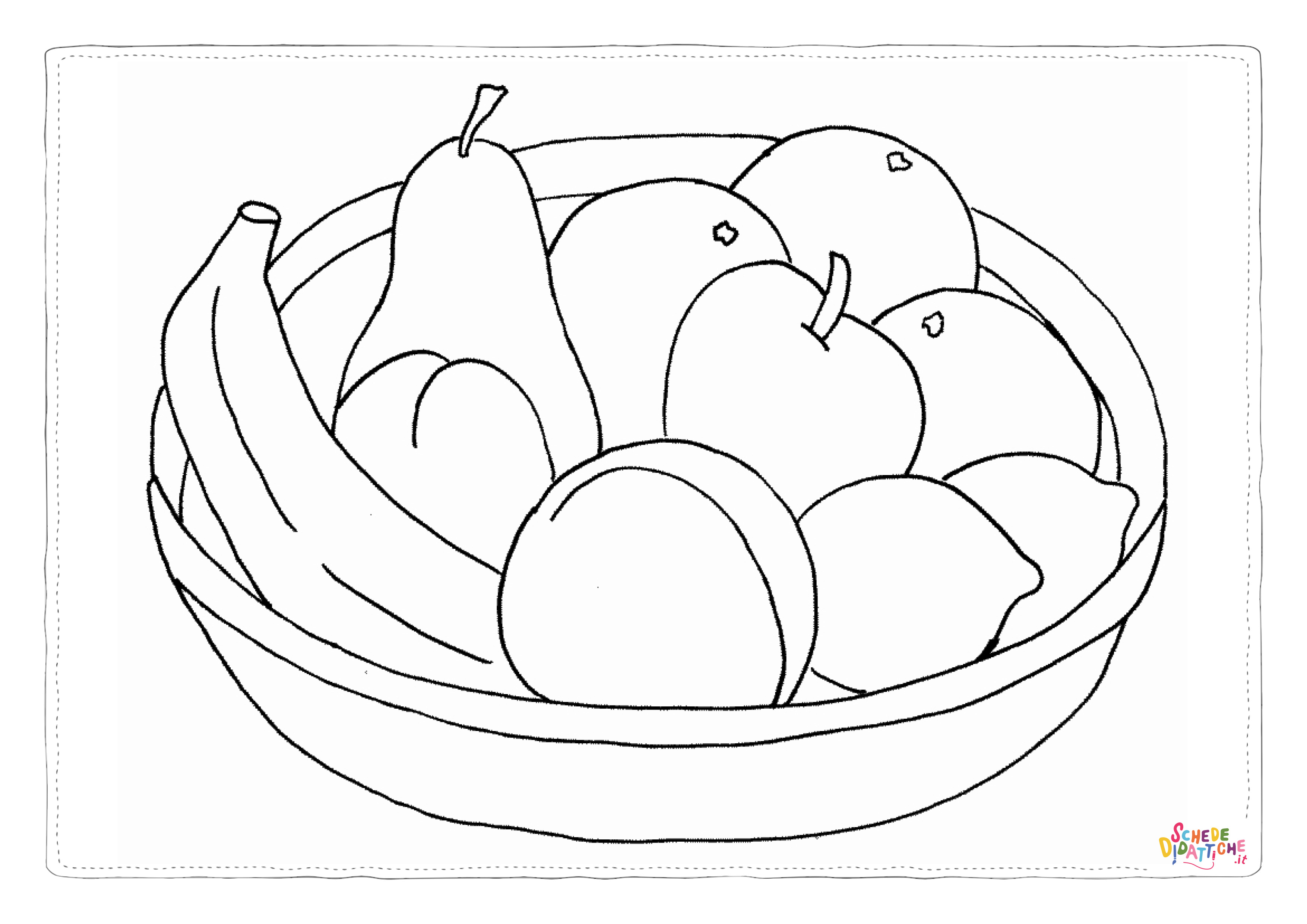Disegno di cesto di frutta da stampare e colorare 10