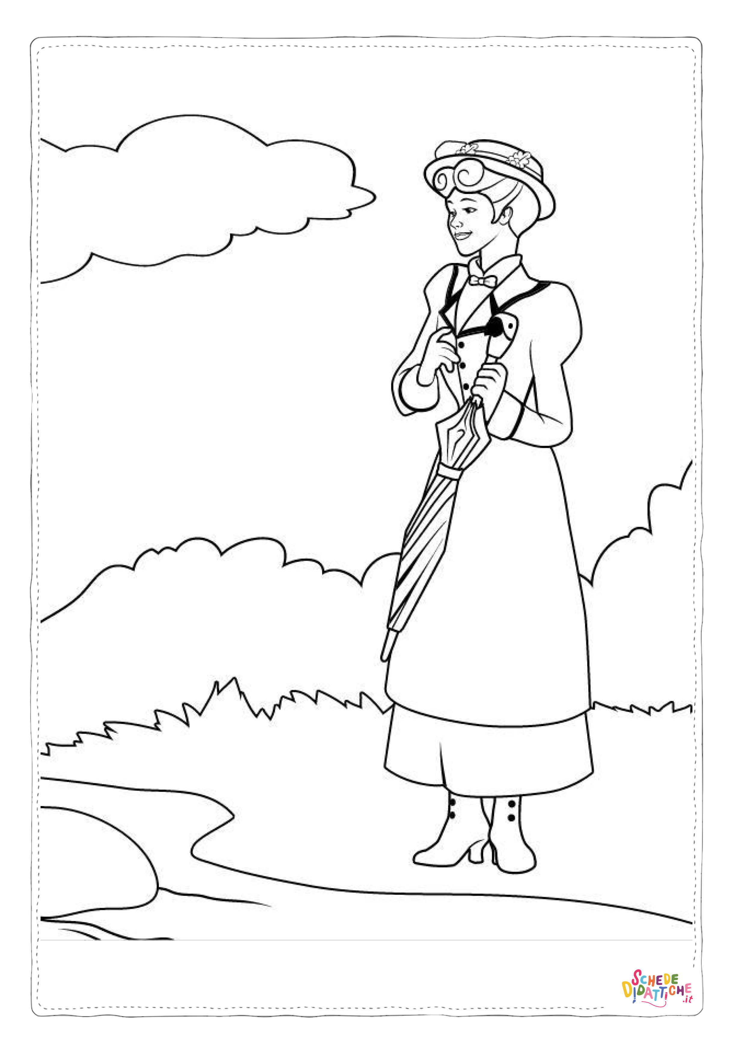 Disegno "Disegno di Mary Poppins da stampare e colorare 6" Disegno di Mary Poppins da stampare e colorare 6
