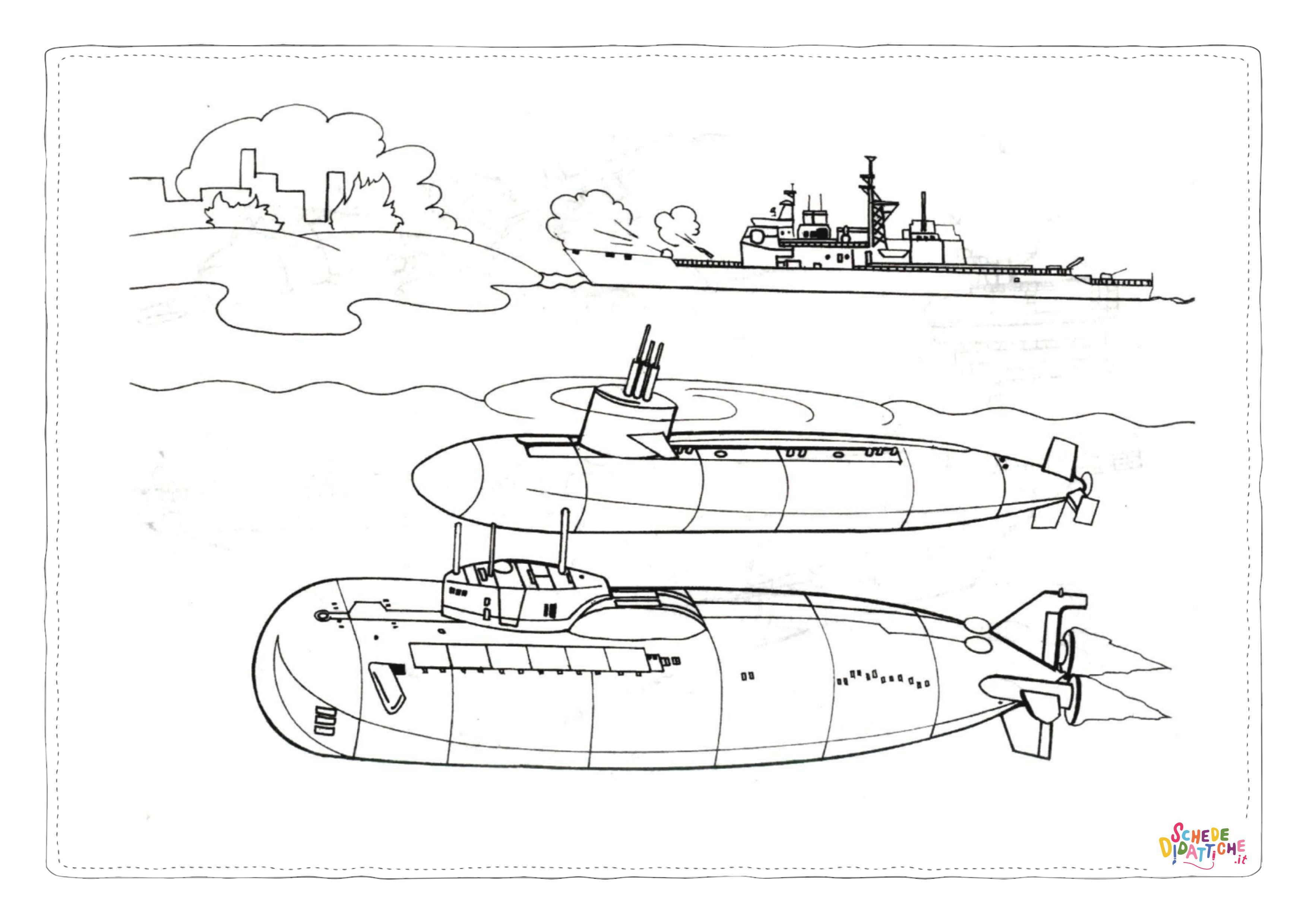 Disegno "Disegno di sottomarino da stampare e colorare" Disegno di sottomarino da stampare e colorare