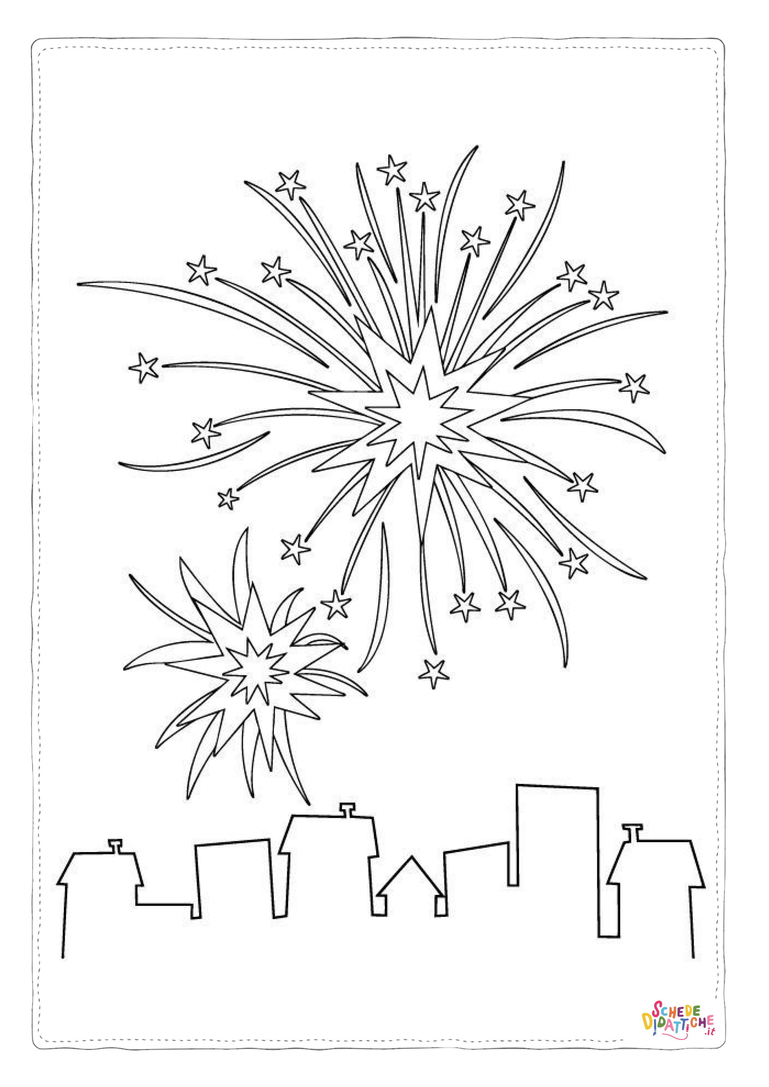 Disegno "Disegno di fuoco d'artificio da stampare e colorare 17" Disegno di fuoco d'artificio da stampare e colorare 17