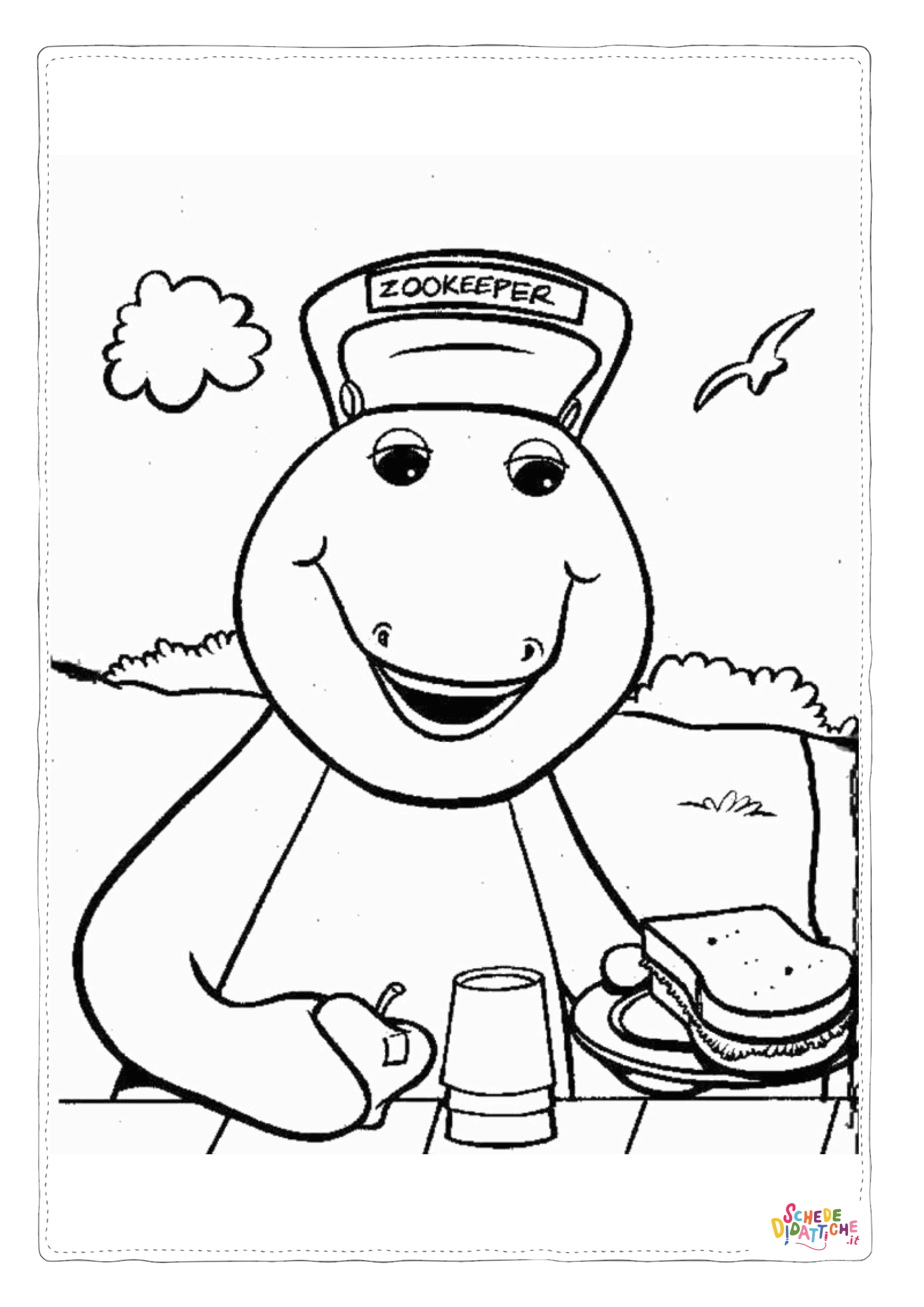 Disegno "Disegno di Barney il dinosauro da stampare e colorare 2" Disegno di Barney il dinosauro da stampare e colorare 2