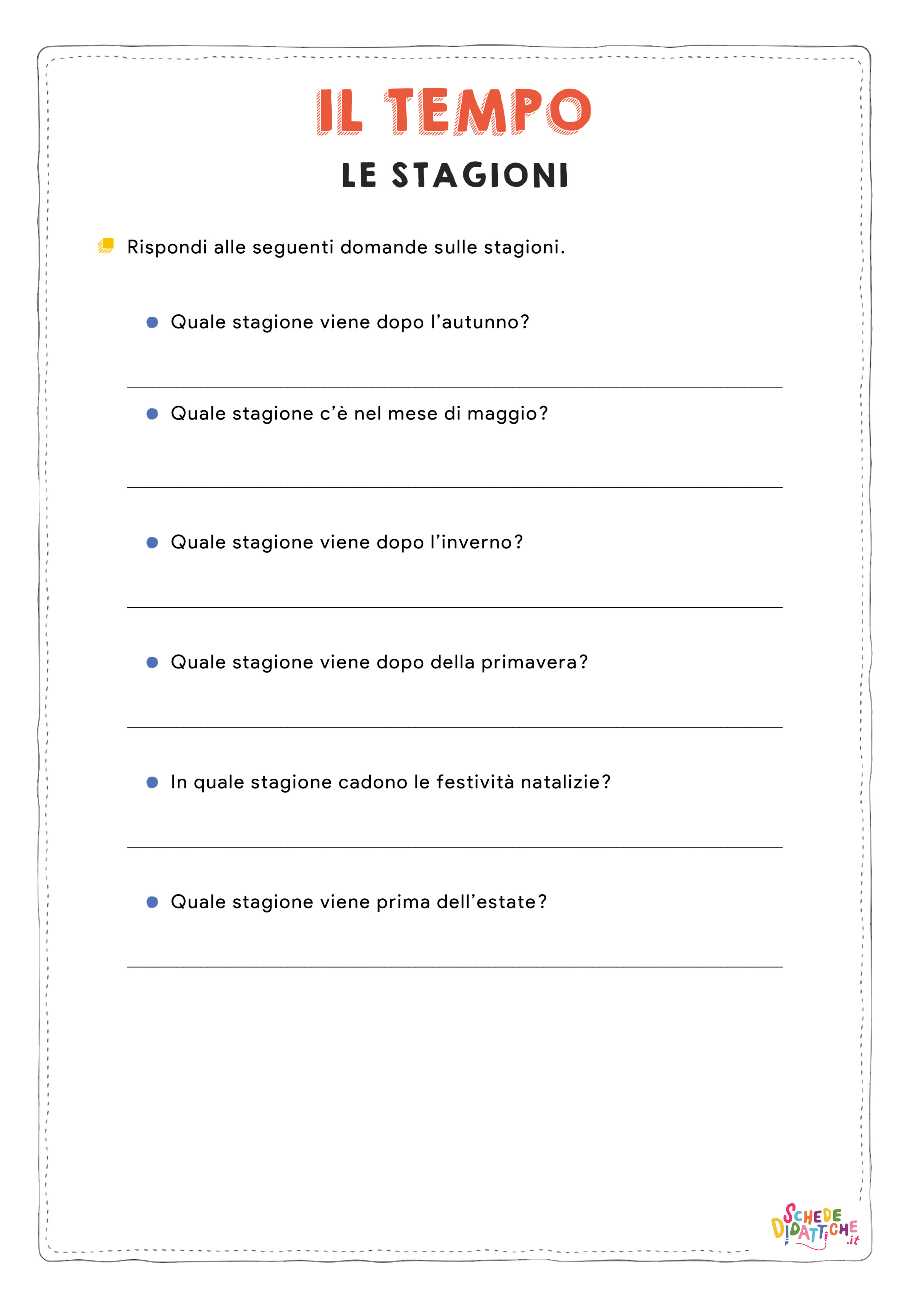 Disegno "Il tempo - le stagioni - rispondi" Il tempo - le stagioni - rispondi