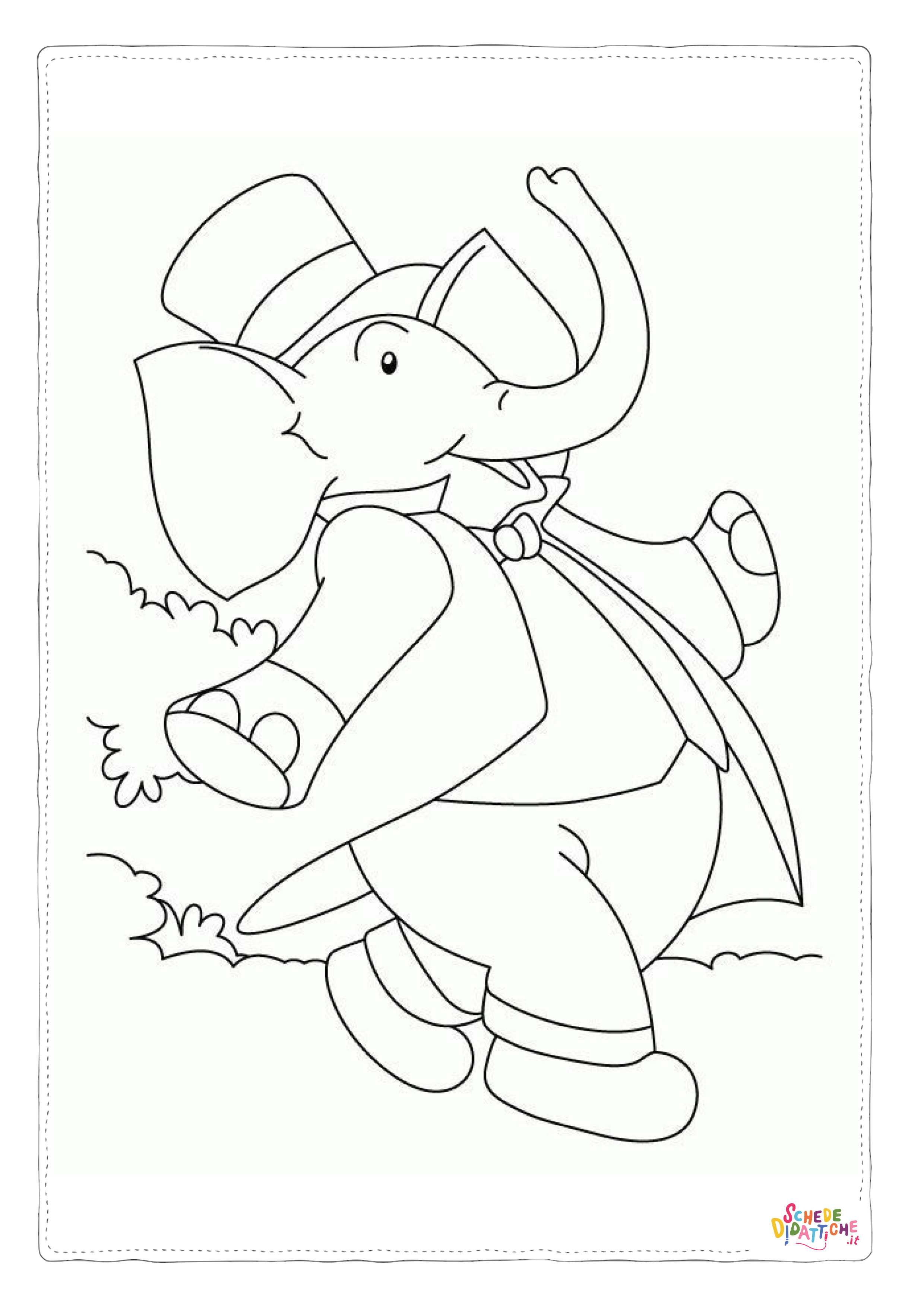 Disegno di elefante da stampare e colorare 24