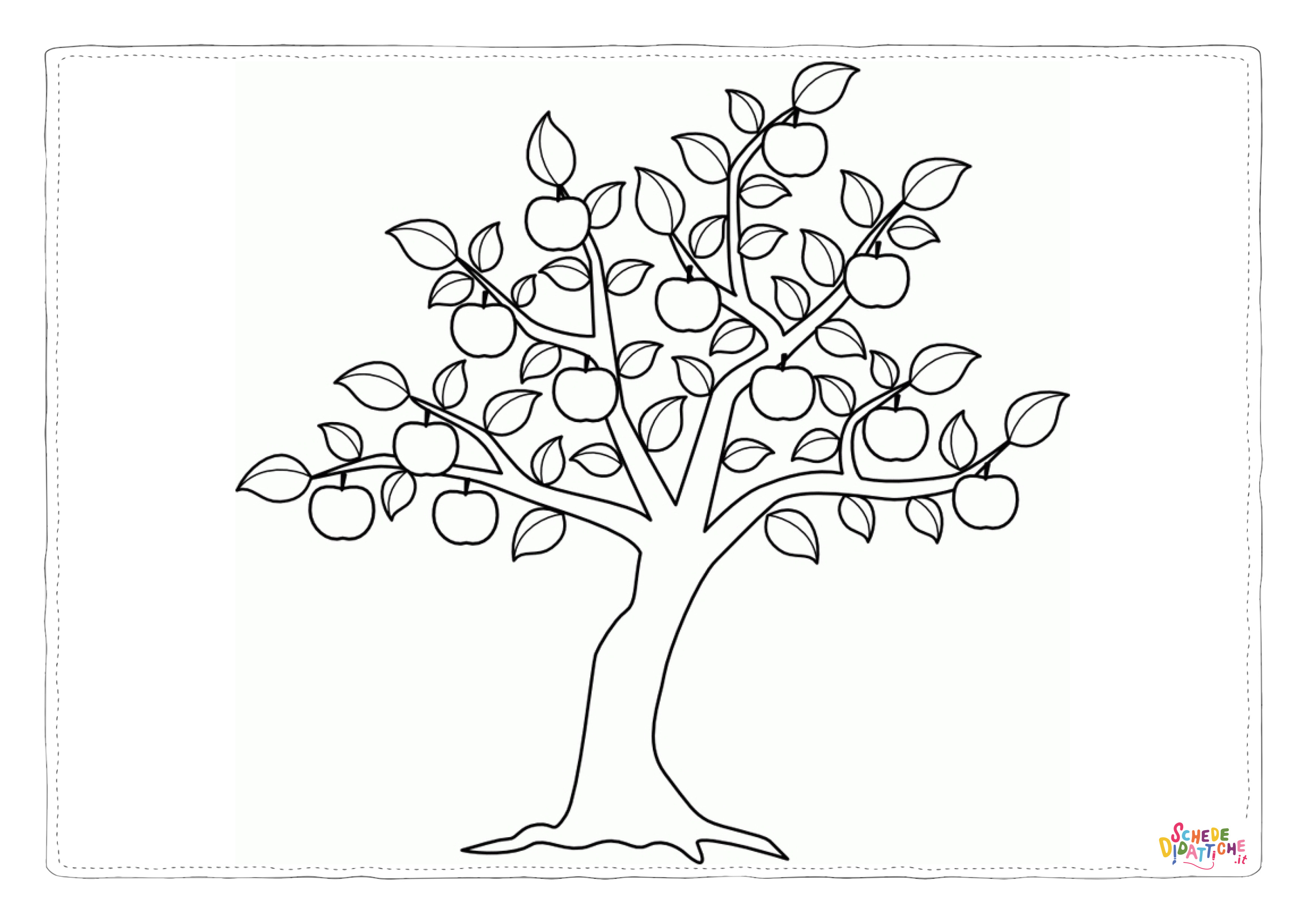 Disegno di albero da frutta da stampare e colorare