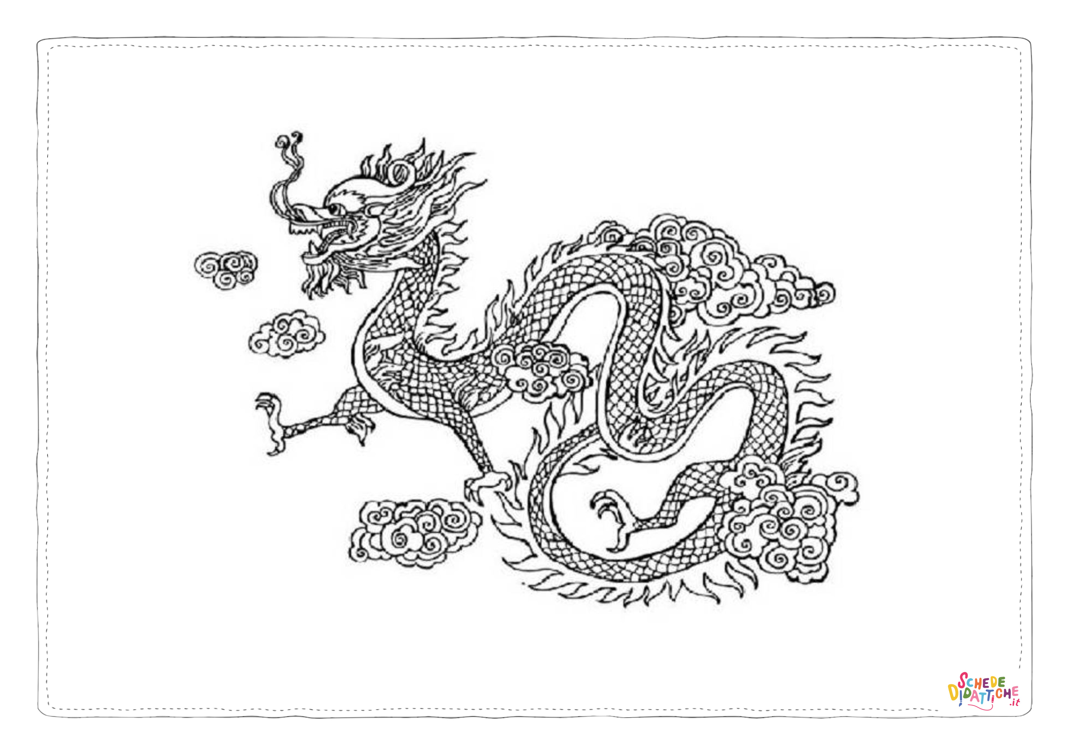 Disegno "Disegno di dragone da stampare e colorare 158" Disegno di dragone da stampare e colorare 158