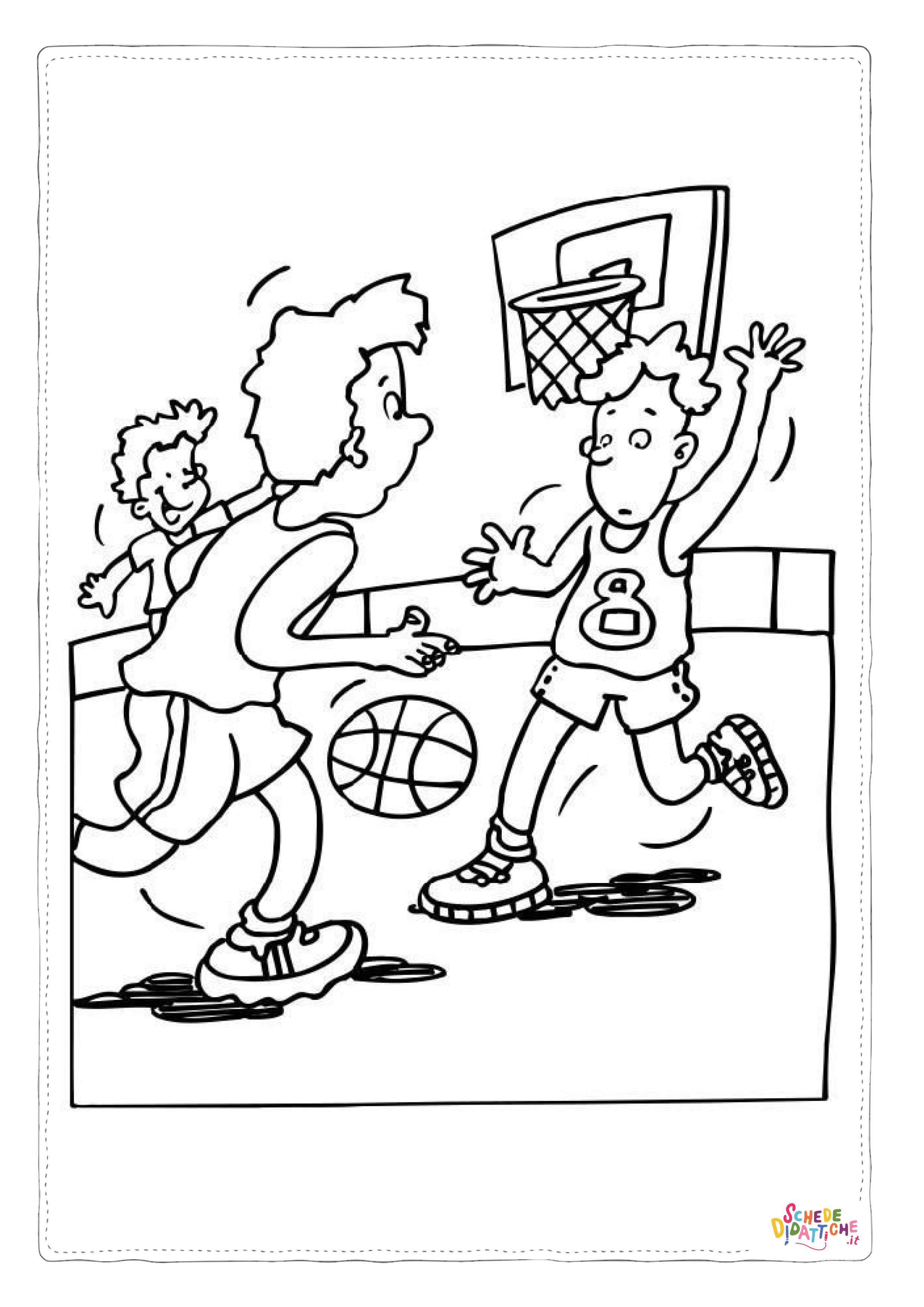 Disegno "Disegno di basket da stampare e colorare 18" Disegno di basket da stampare e colorare 18