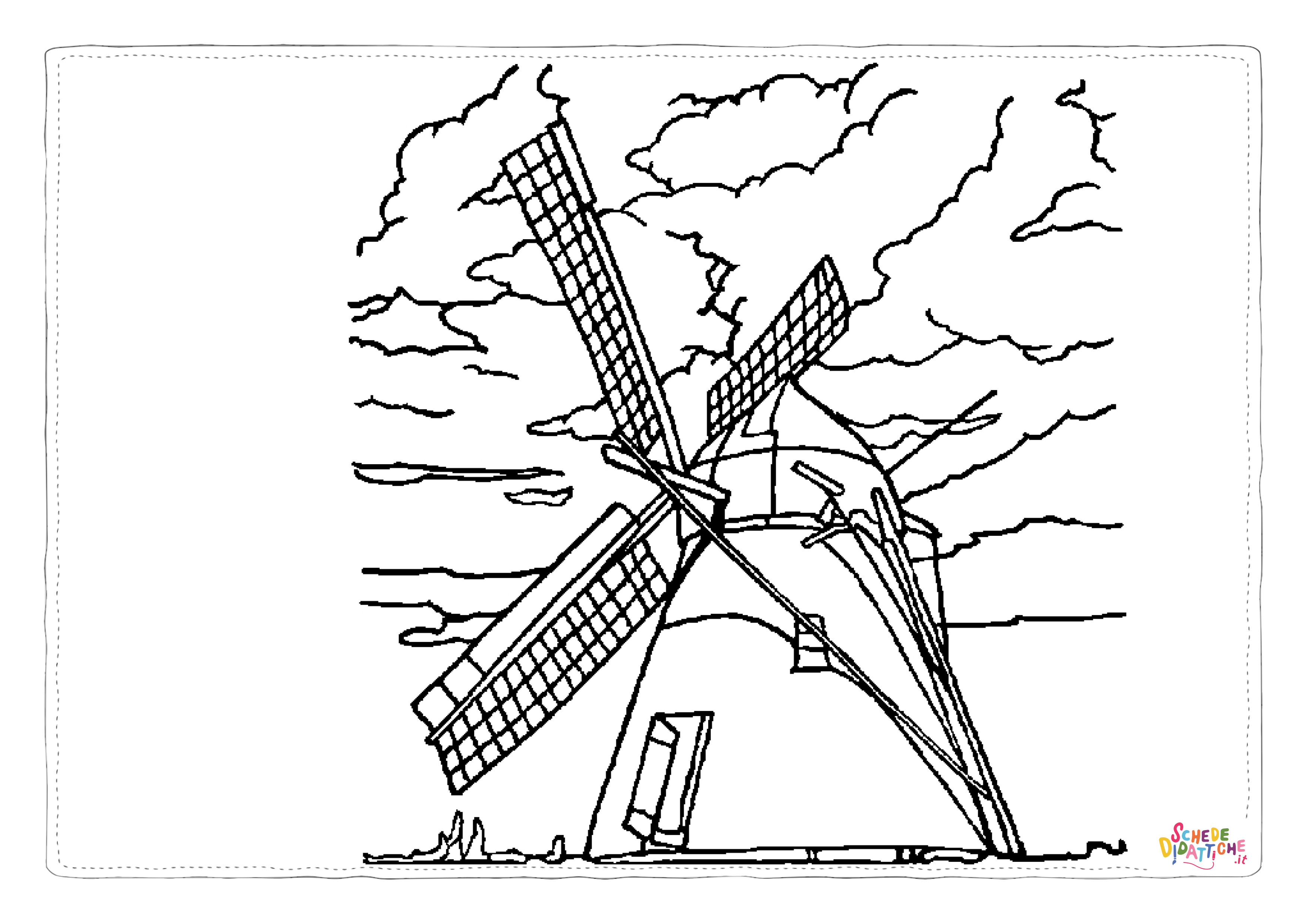Disegno "Disegno di mulino a vento da stampare e colorare 7" Disegno di mulino a vento da stampare e colorare 7
