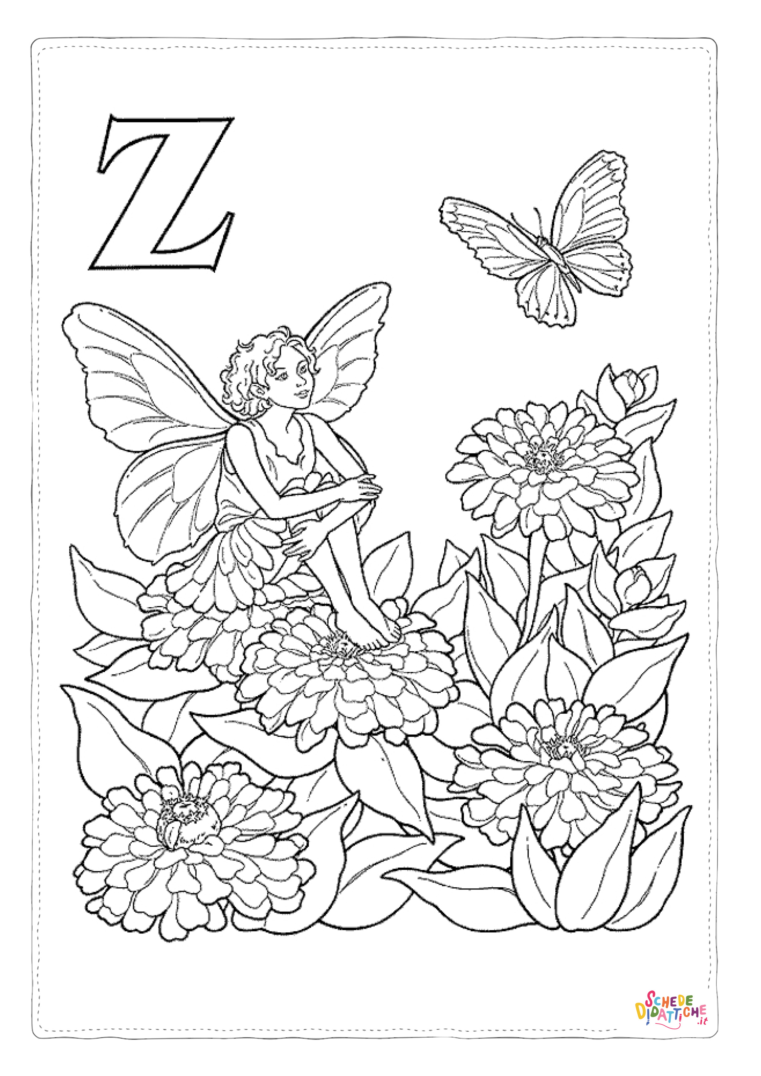Disegno "Disegno di fata da stampare e colorare 38" Disegno di fata da stampare e colorare 38