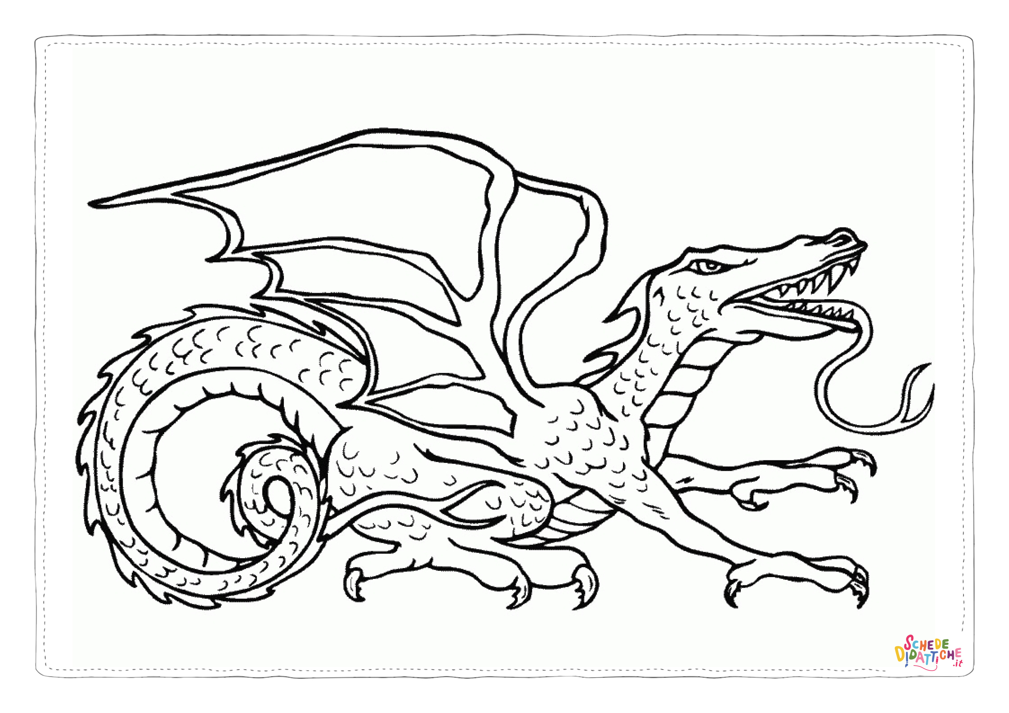 Disegno "Disegno di dragone da stampare e colorare 233" Disegno di dragone da stampare e colorare 233