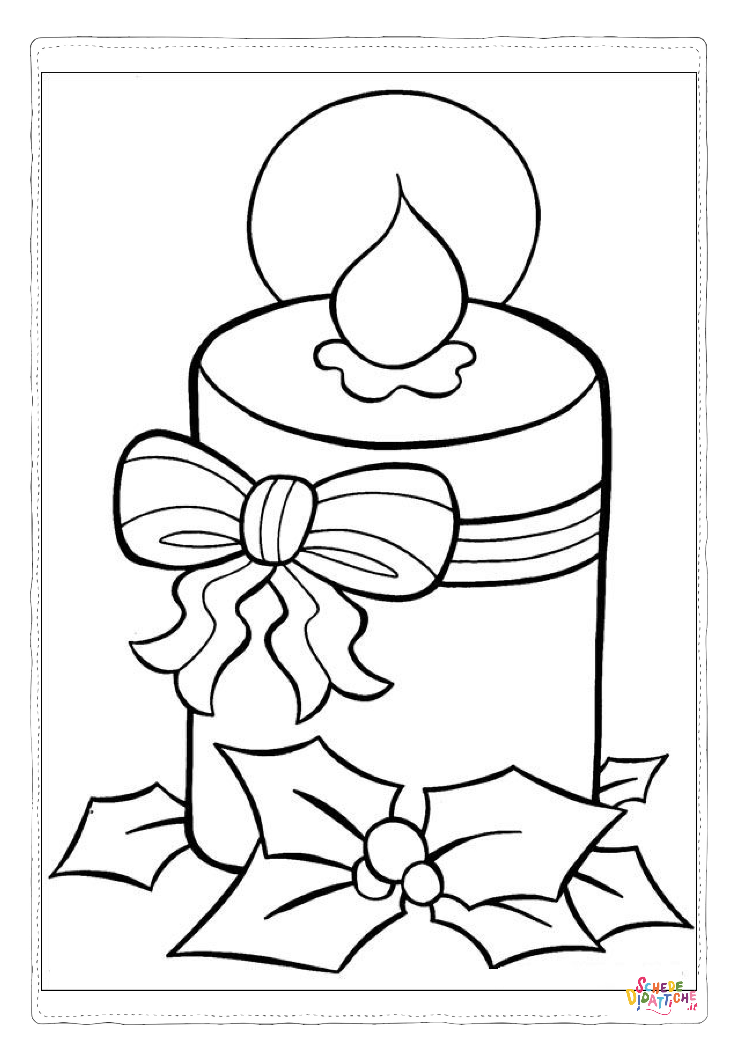 Disegno di candela natalizia da stampare e colorare 11