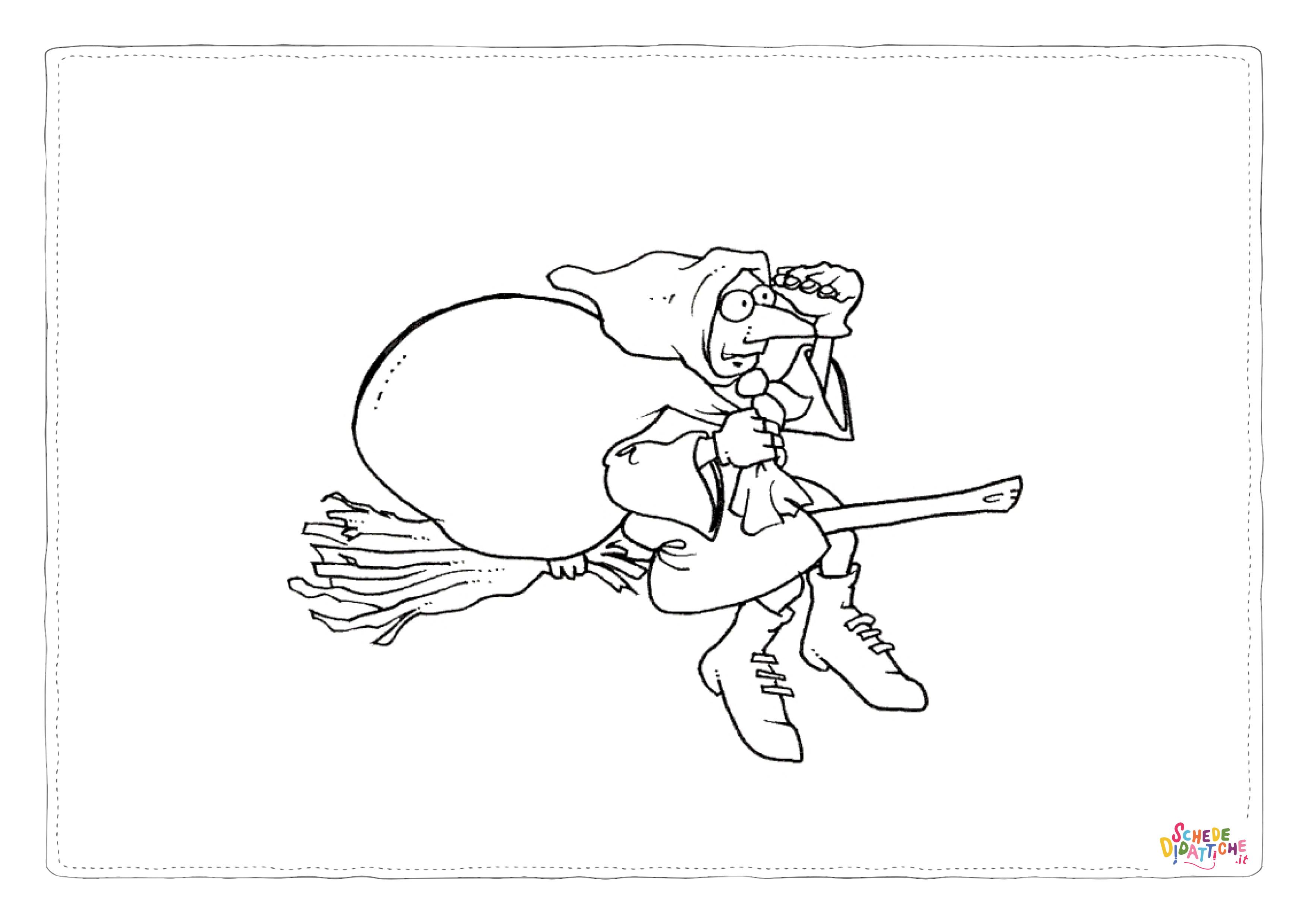 Disegno di Befana da stampare e colorare 3