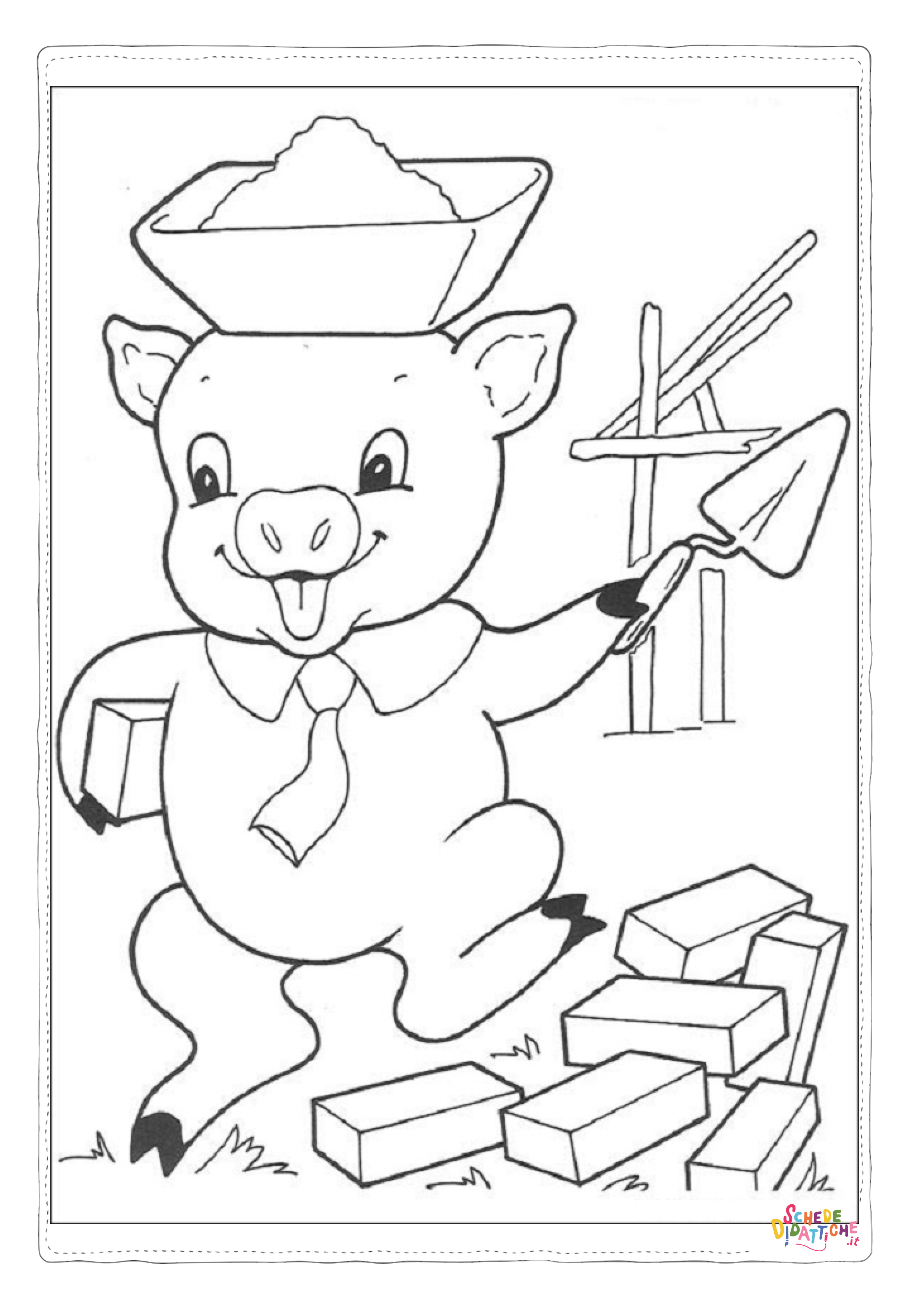 Disegno "Disegno di I tre porcellini da stampare e colorare 7" Disegno di I tre porcellini da stampare e colorare 7