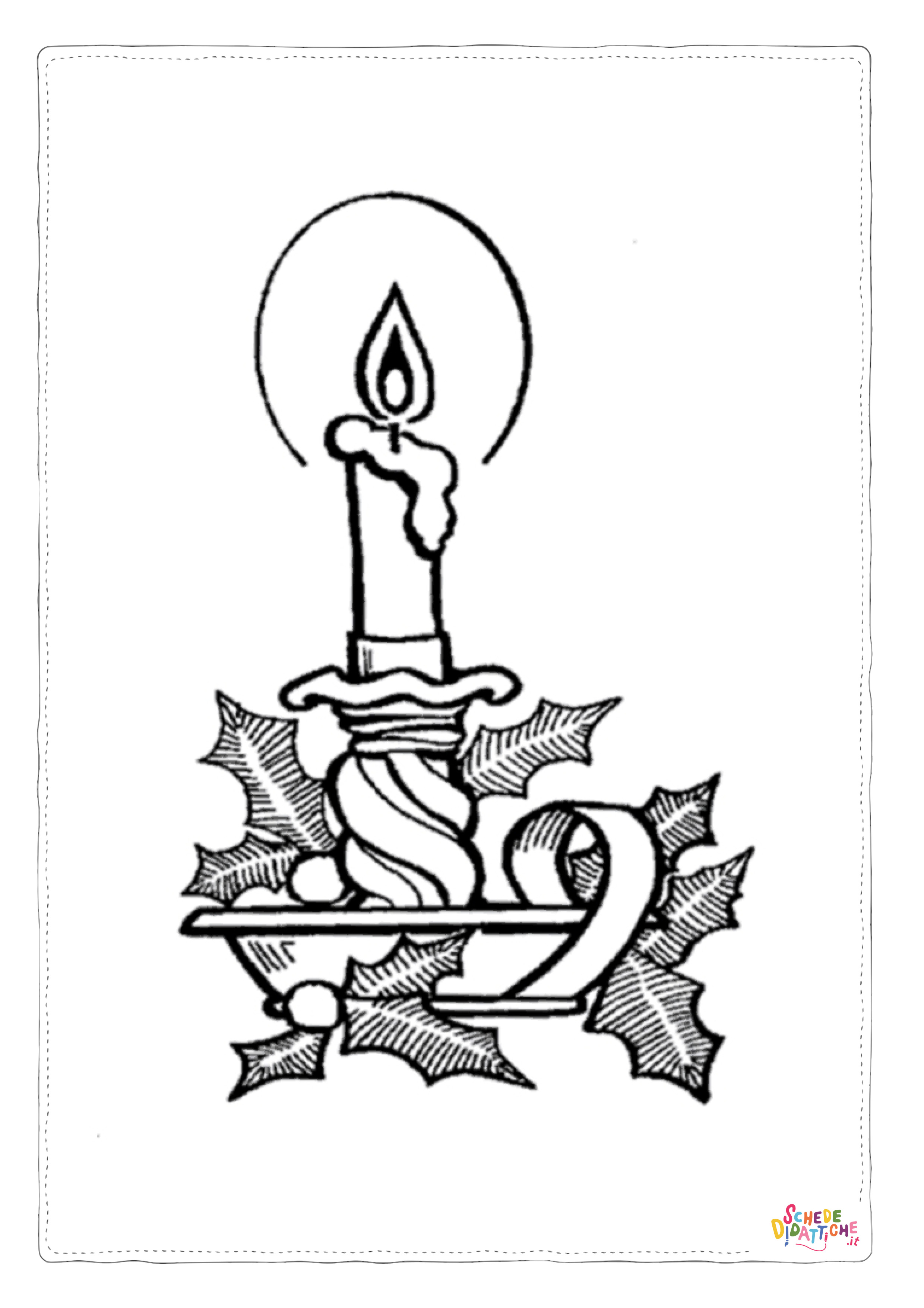 Disegno di candela natalizia da stampare e colorare 13