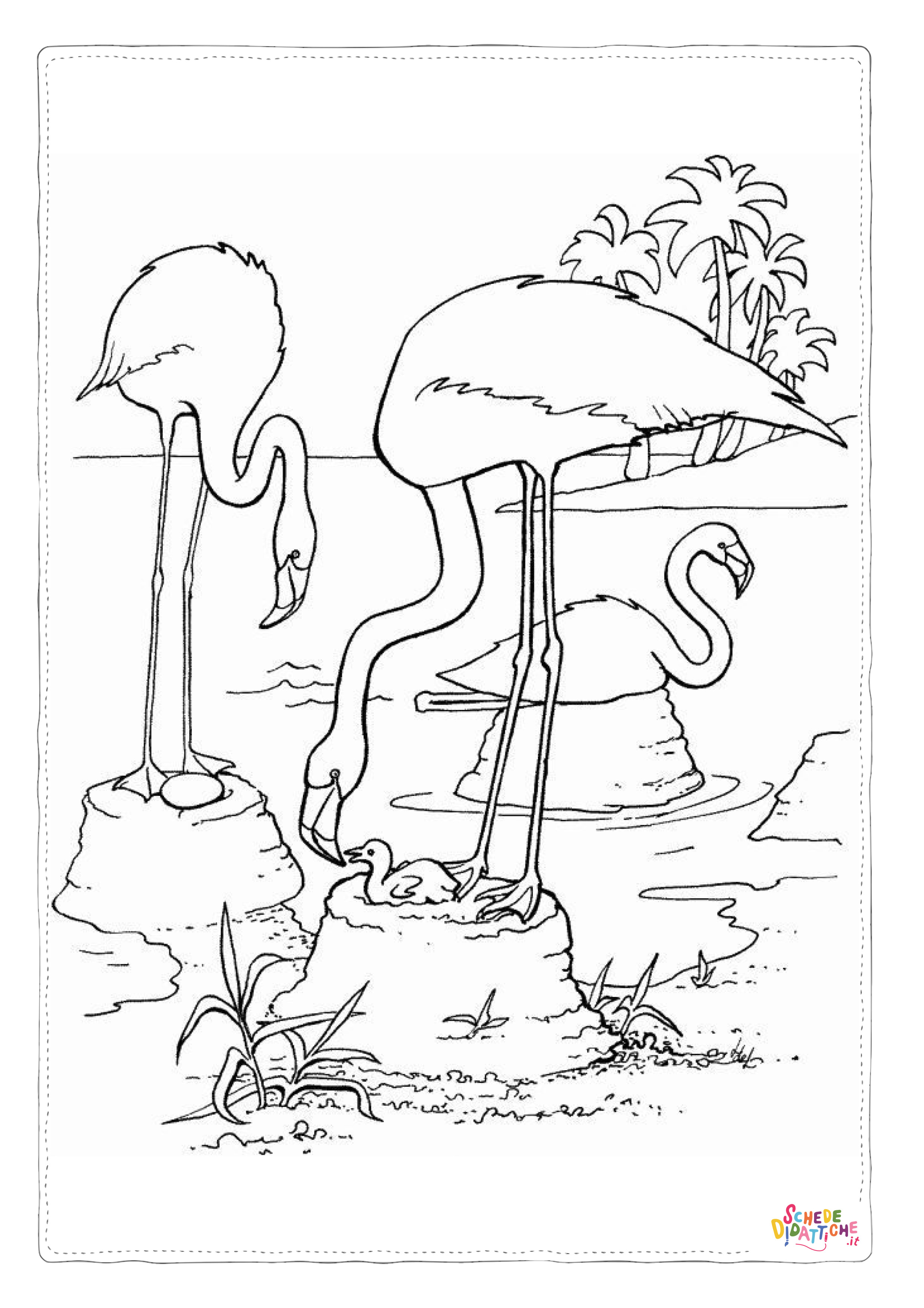 Disegno "Disegno di fenicottero da stampare e colorare 14" Disegno di fenicottero da stampare e colorare 14