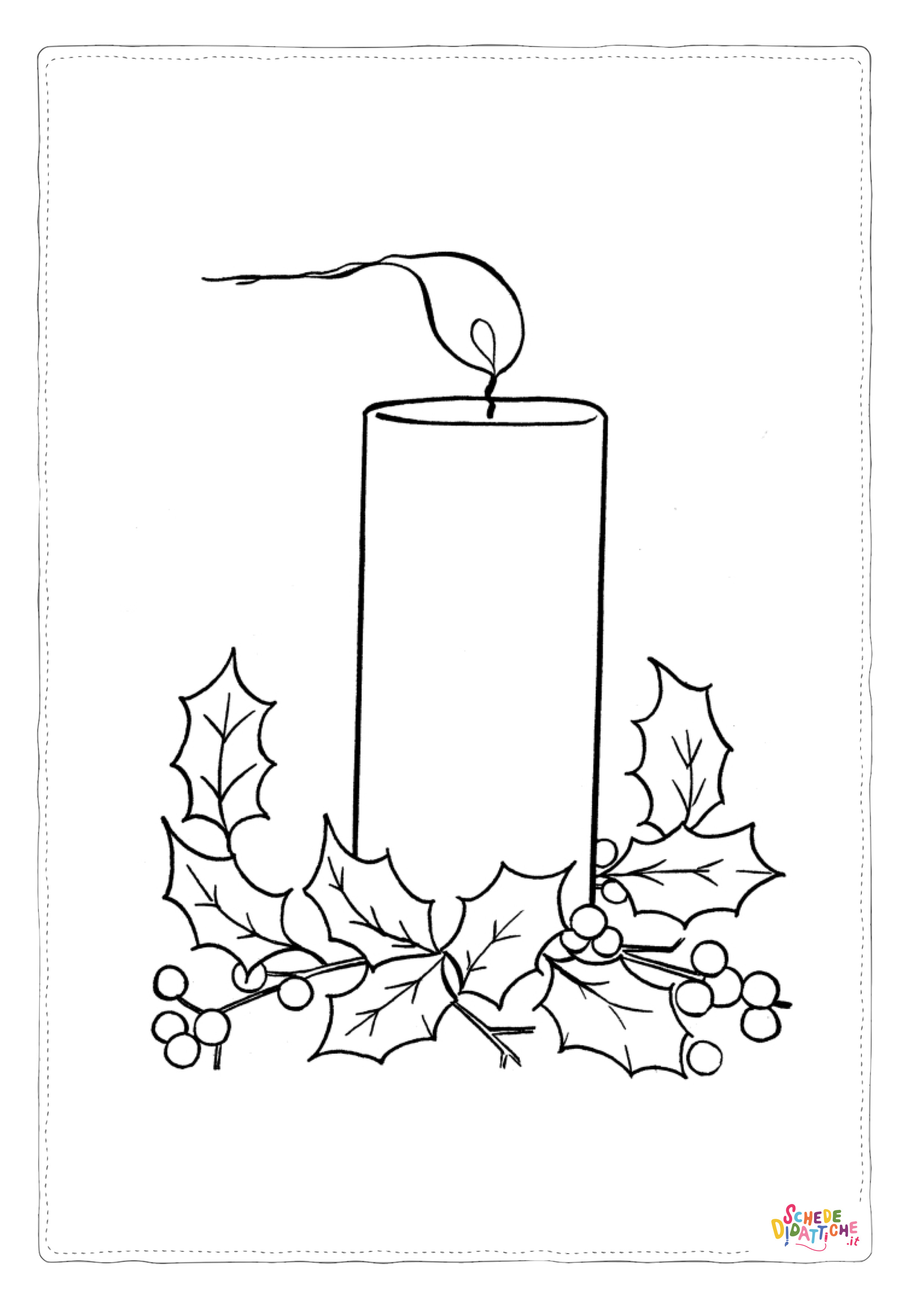 Disegno di candela natalizia da stampare e colorare 1