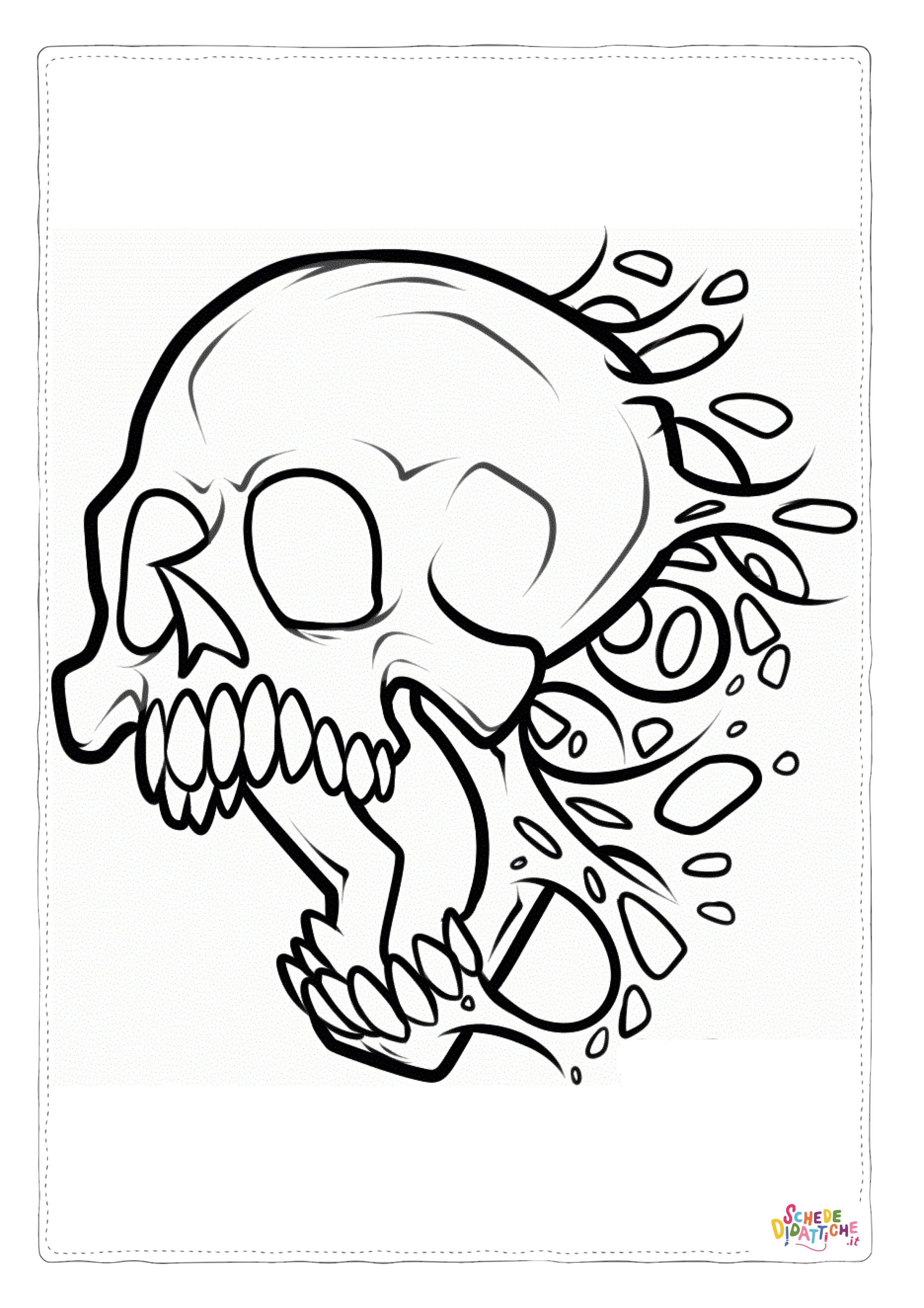 Disegno "Disegno di teschio e scheletro da stampare e colorare 17" Disegno di teschio e scheletro da stampare e colorare 17