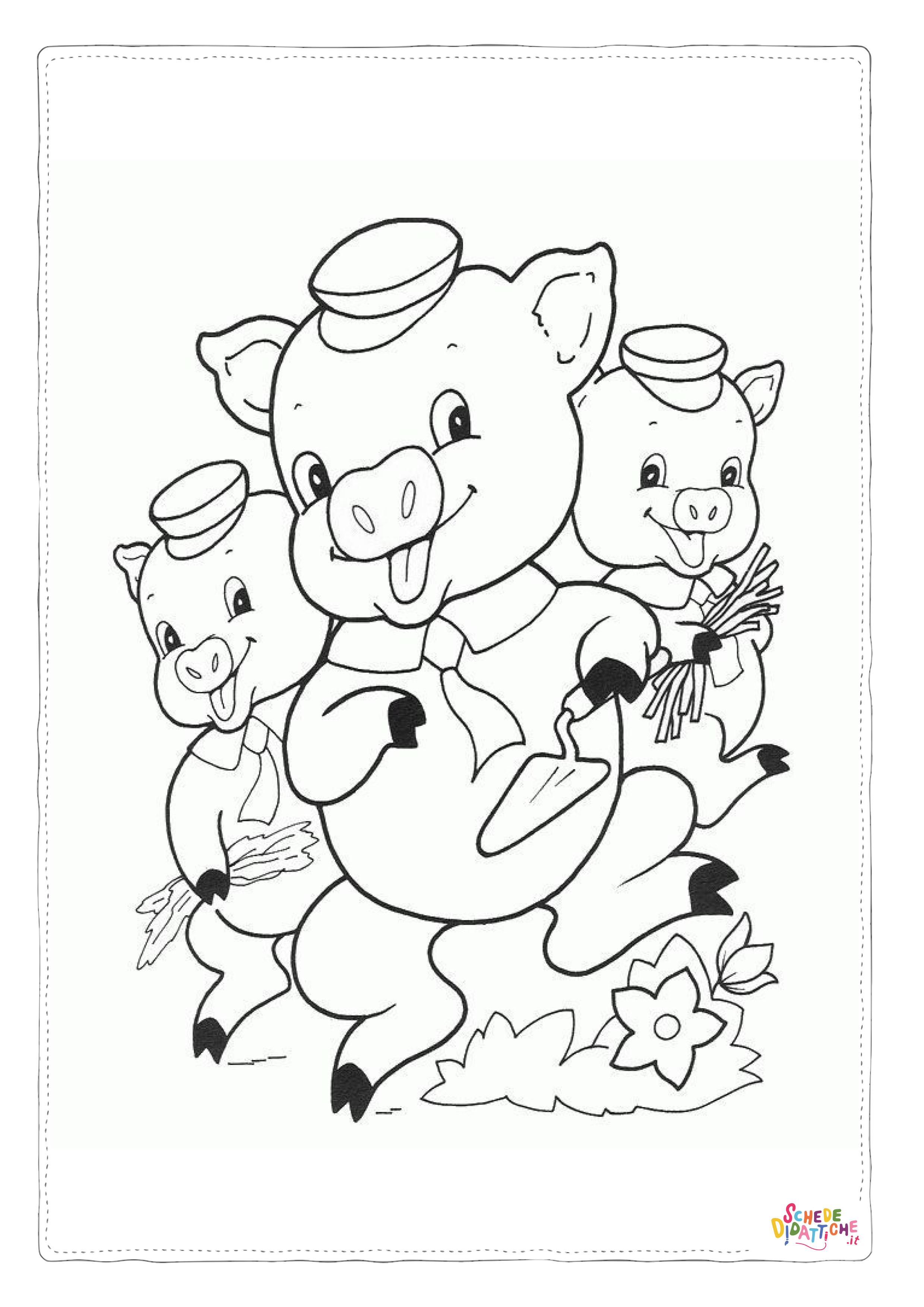 Disegno "Disegno di I tre porcellini da stampare e colorare 2" Disegno di I tre porcellini da stampare e colorare 2