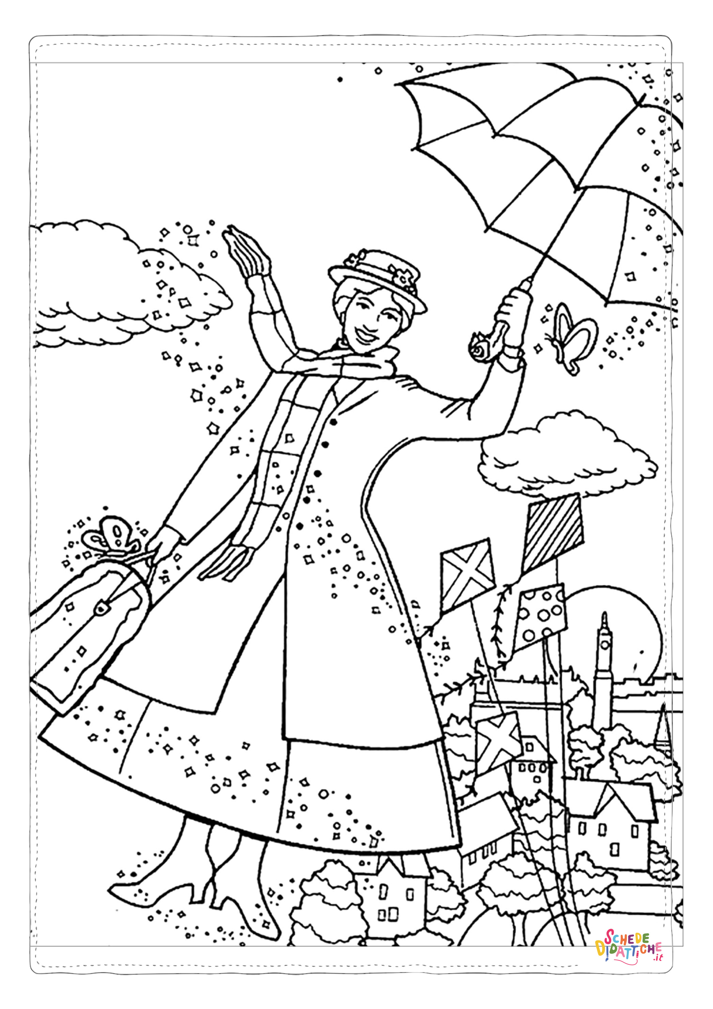 Disegno di Mary Poppins da stampare e colorare 18