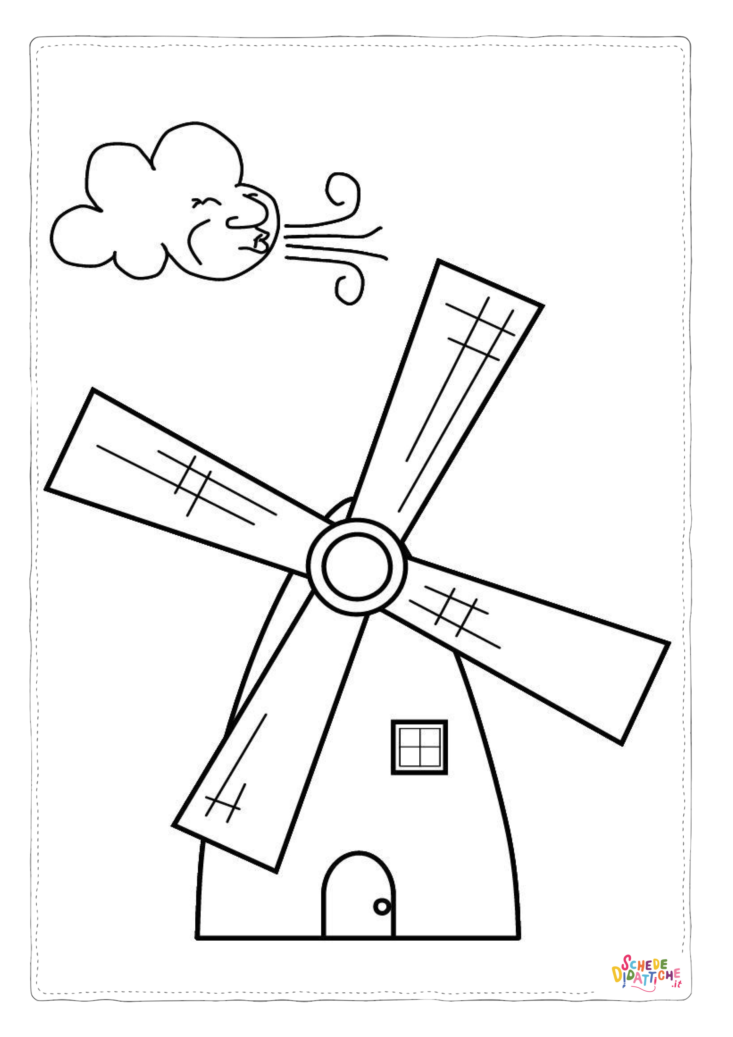 Disegno "Disegno di mulino a vento da stampare e colorare 2" Disegno di mulino a vento da stampare e colorare 2