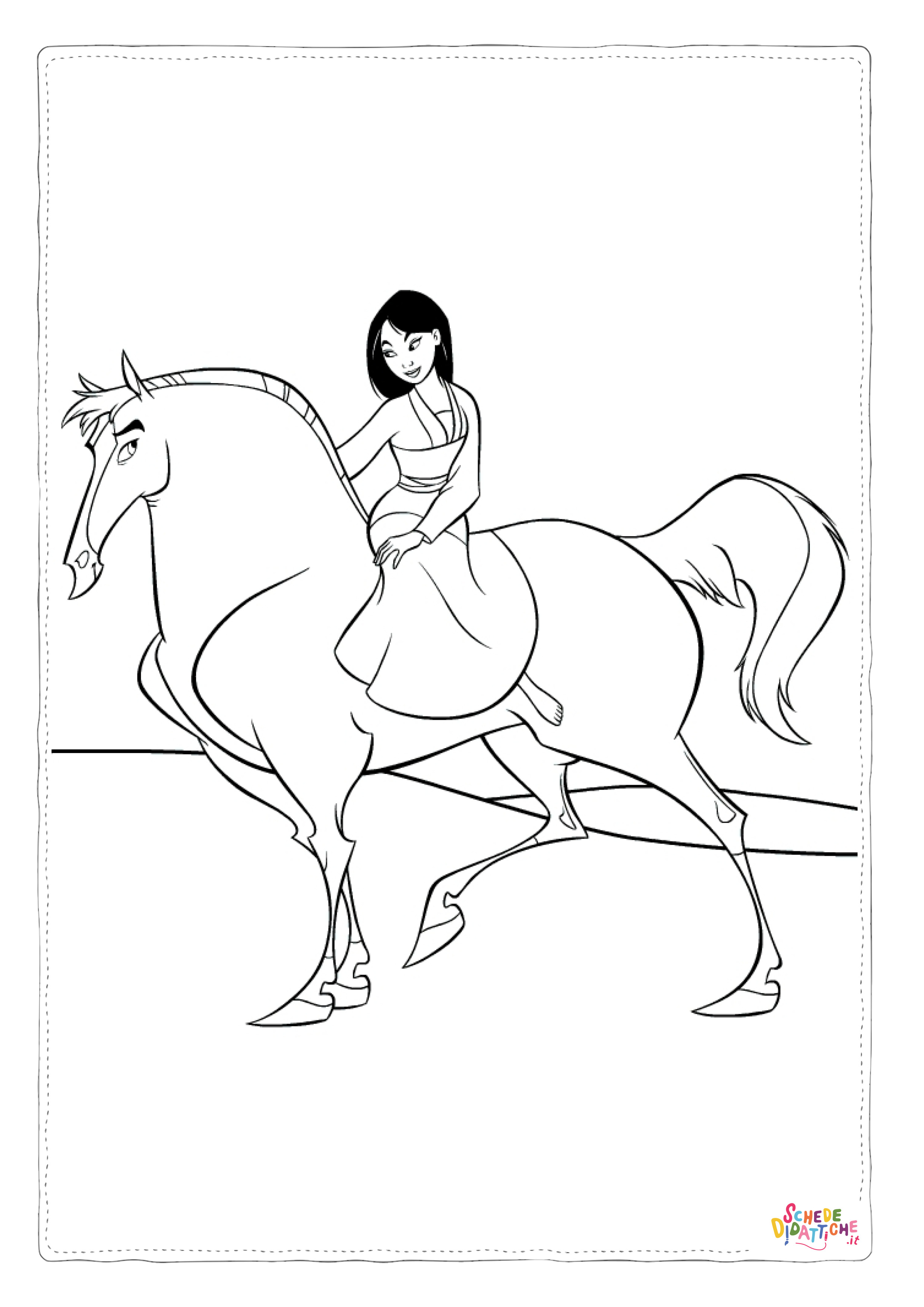 Disegno "Disegno di Mulan da stampare e colorare 1" Disegno di Mulan da stampare e colorare 1