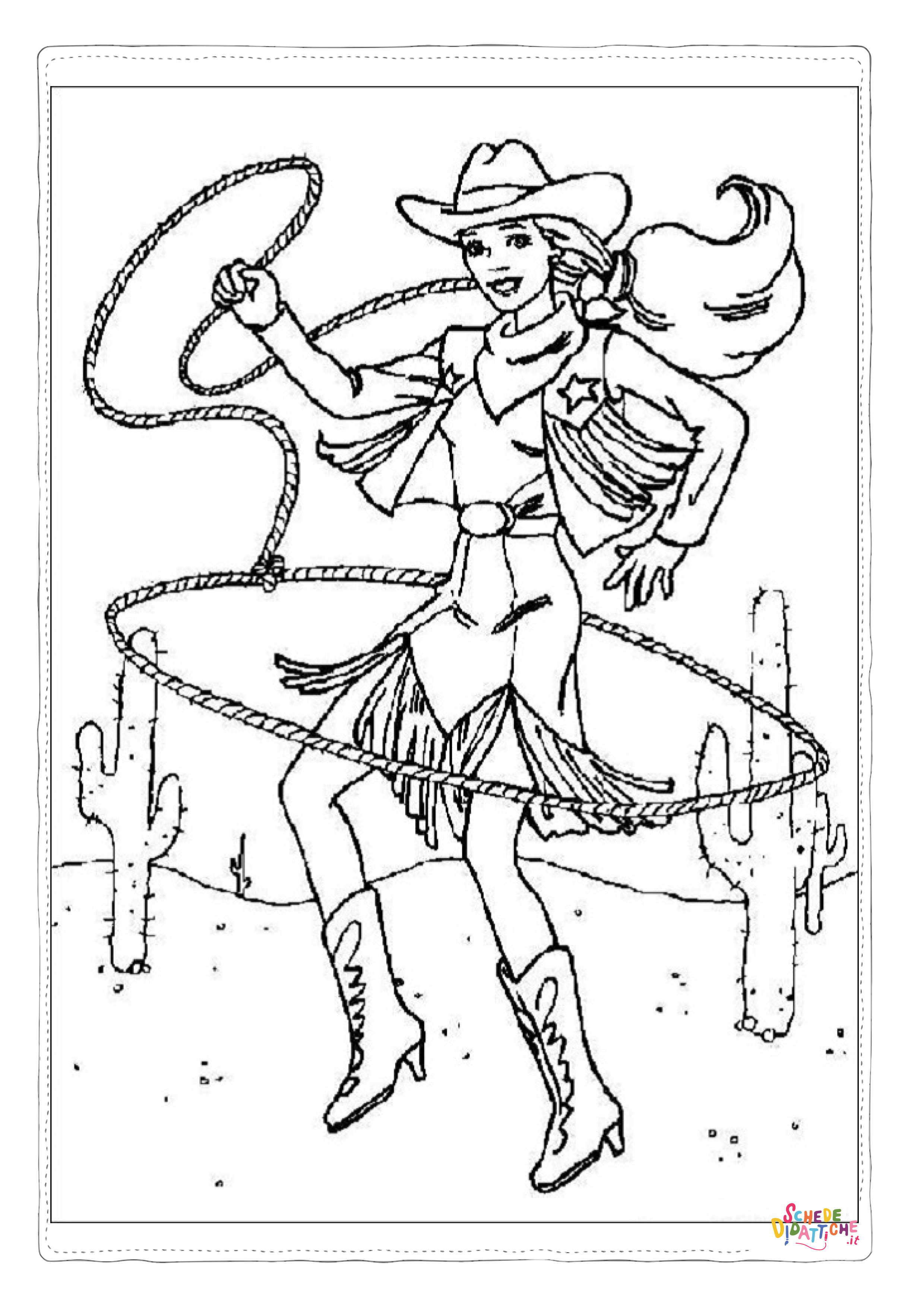 Disegno "Disegno di Barbie Western da stampare e colorare" Disegno di Barbie Western da stampare e colorare