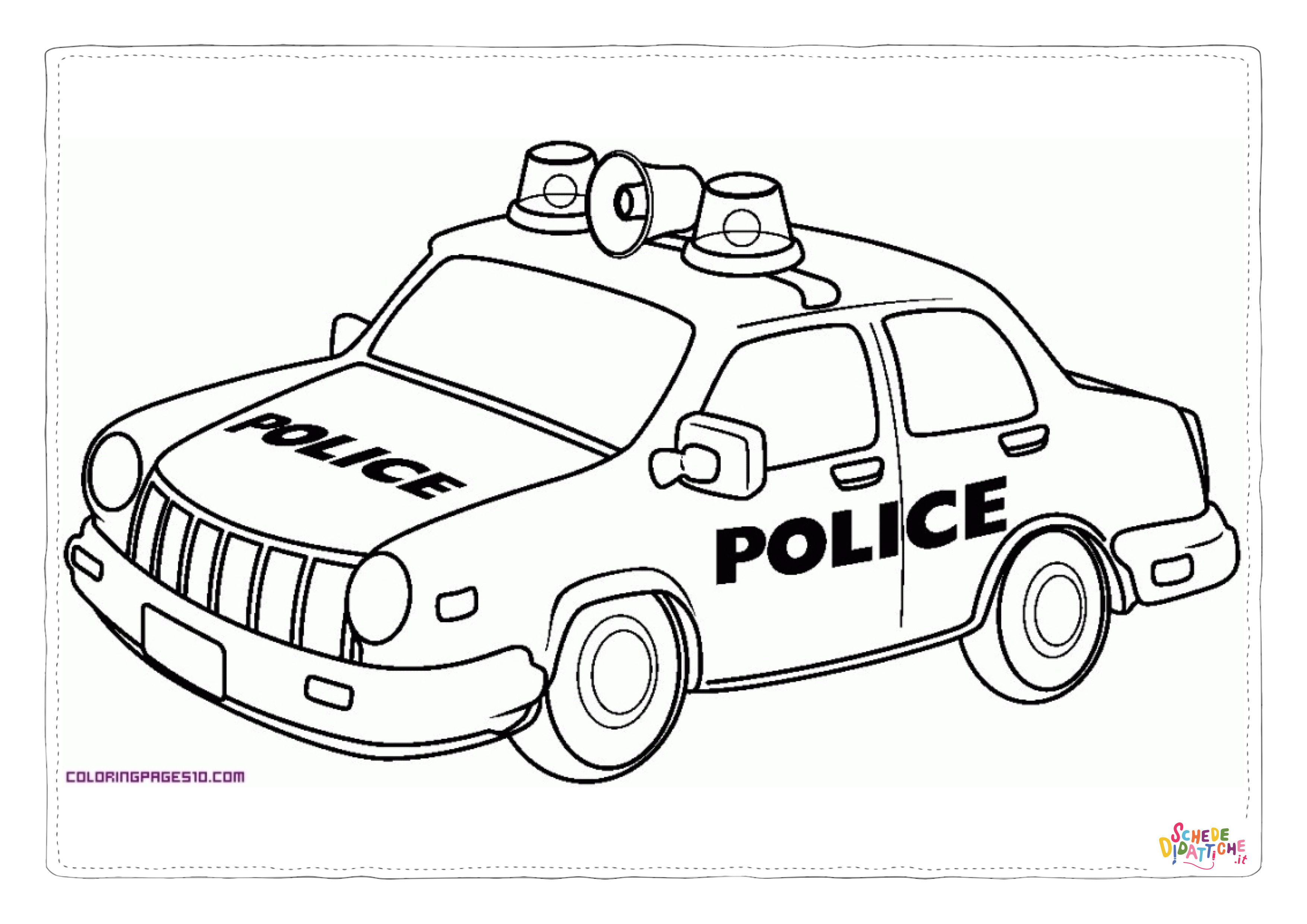 Disegno di auto della polizia da stampare e colorare 5